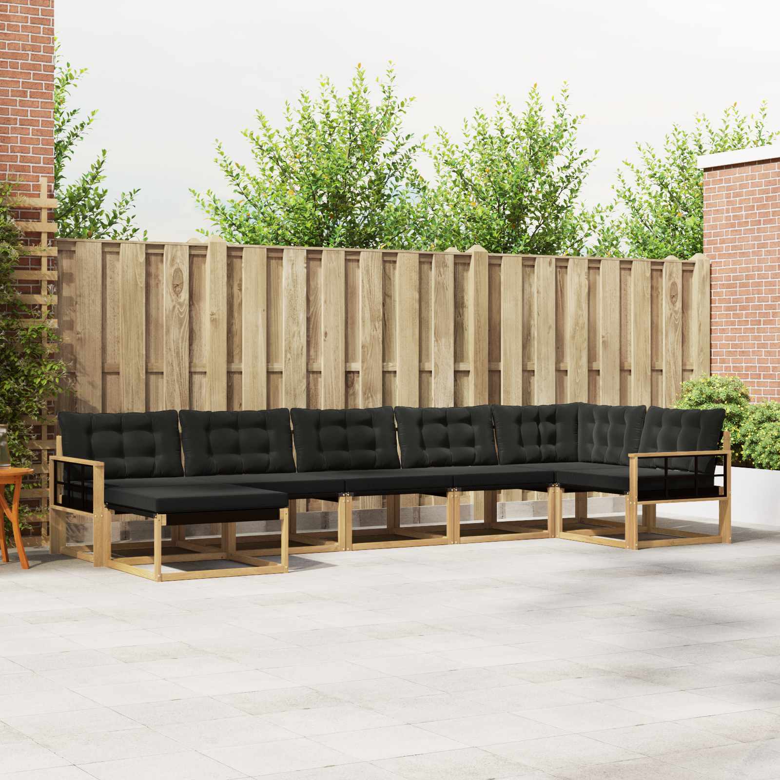 Outdoor-Sofagarnitur 7 stk. Weiß und Schwarz Massivholz Akazie