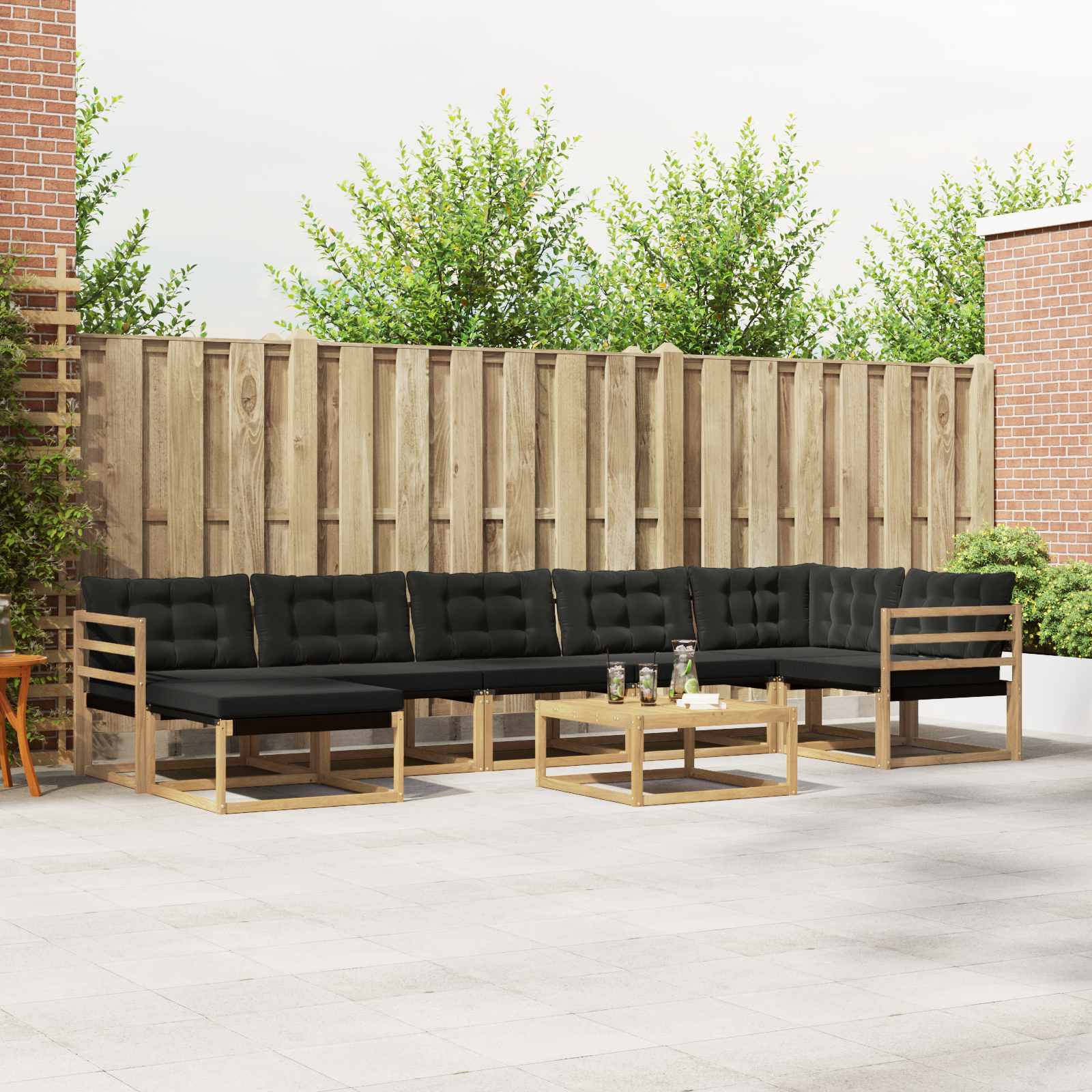 Outdoor-Sofagarnitur 8 stk. Weiß und Schwarz Massivholz Akazie