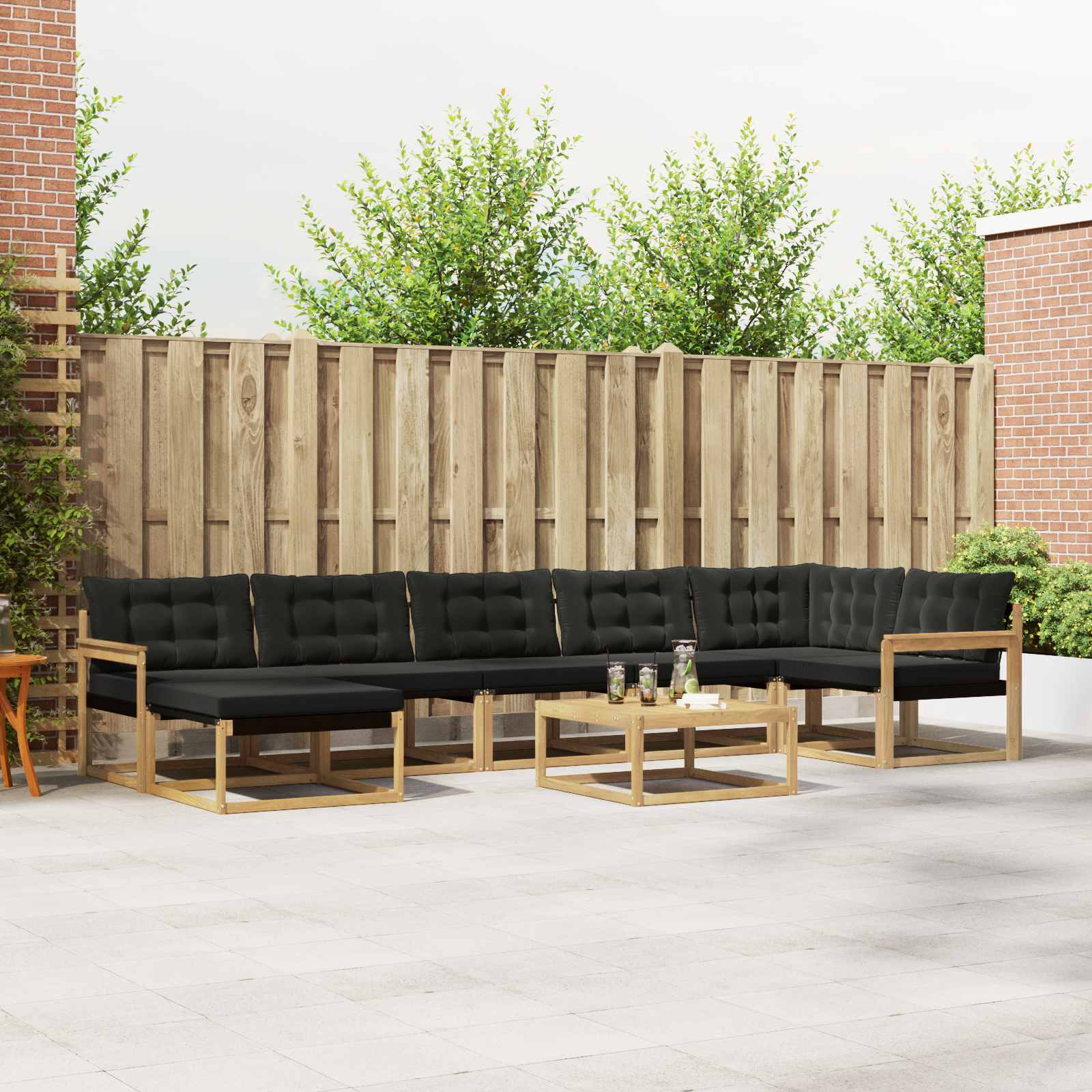 Outdoor-Sofagarnitur 8 stk. Weiß und Schwarz Massivholz Akazie