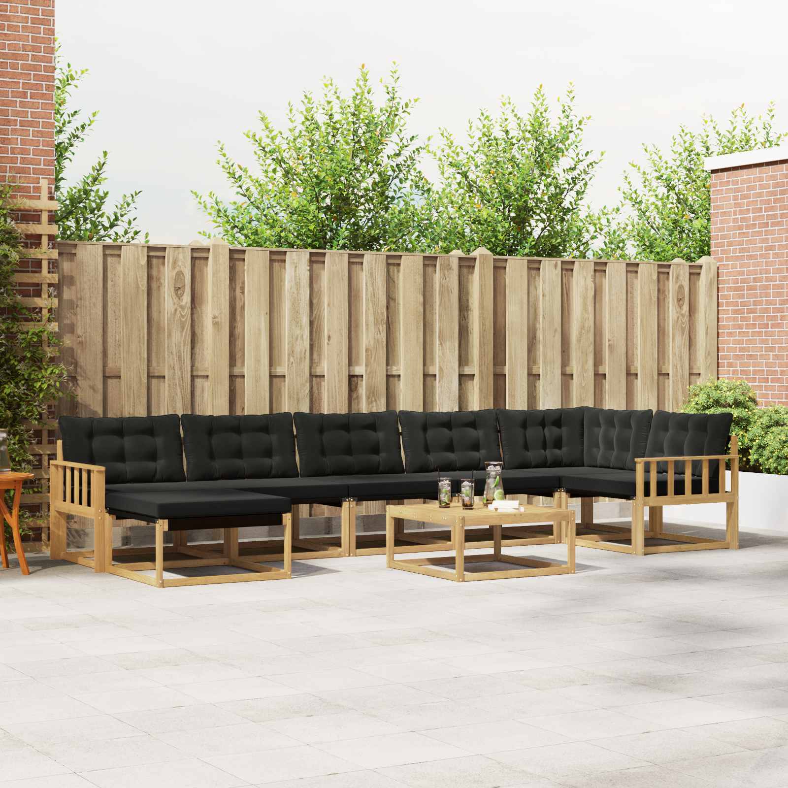Outdoor-Sofagarnitur 8 stk. Weiß und Schwarz Massivholz Akazie