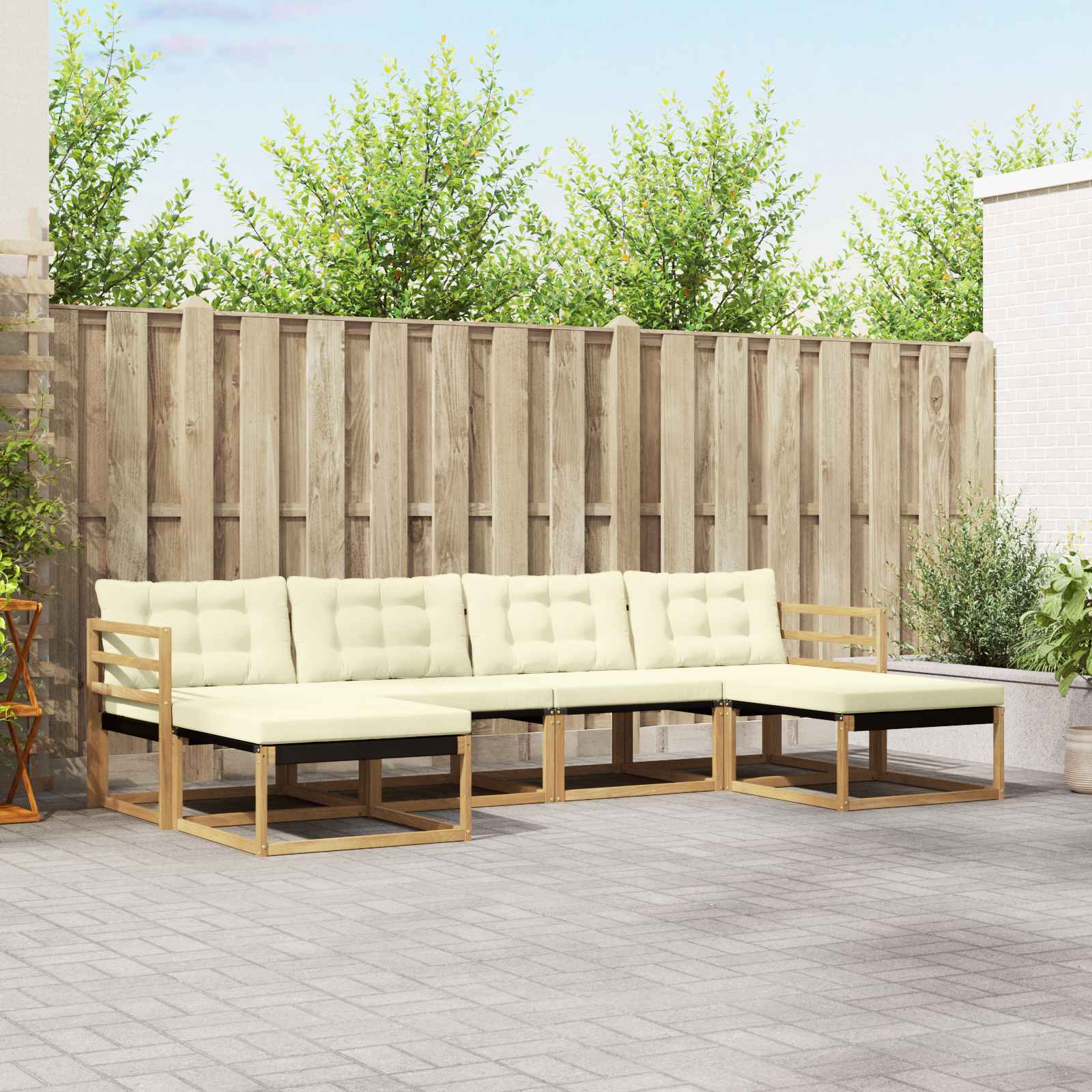 Outdoor-Sofagarnitur 6 stk. Weiß und Creme
