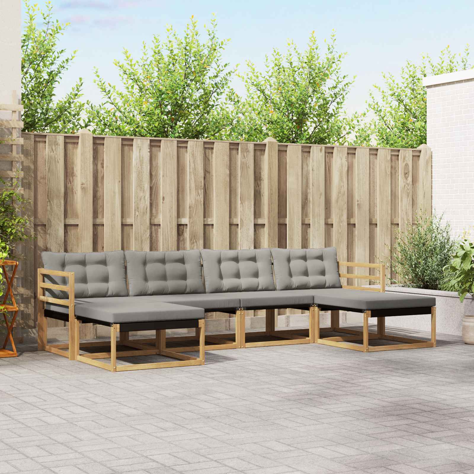 Outdoor-Sofagarnitur 6 stk. Weiß und Hellgrau