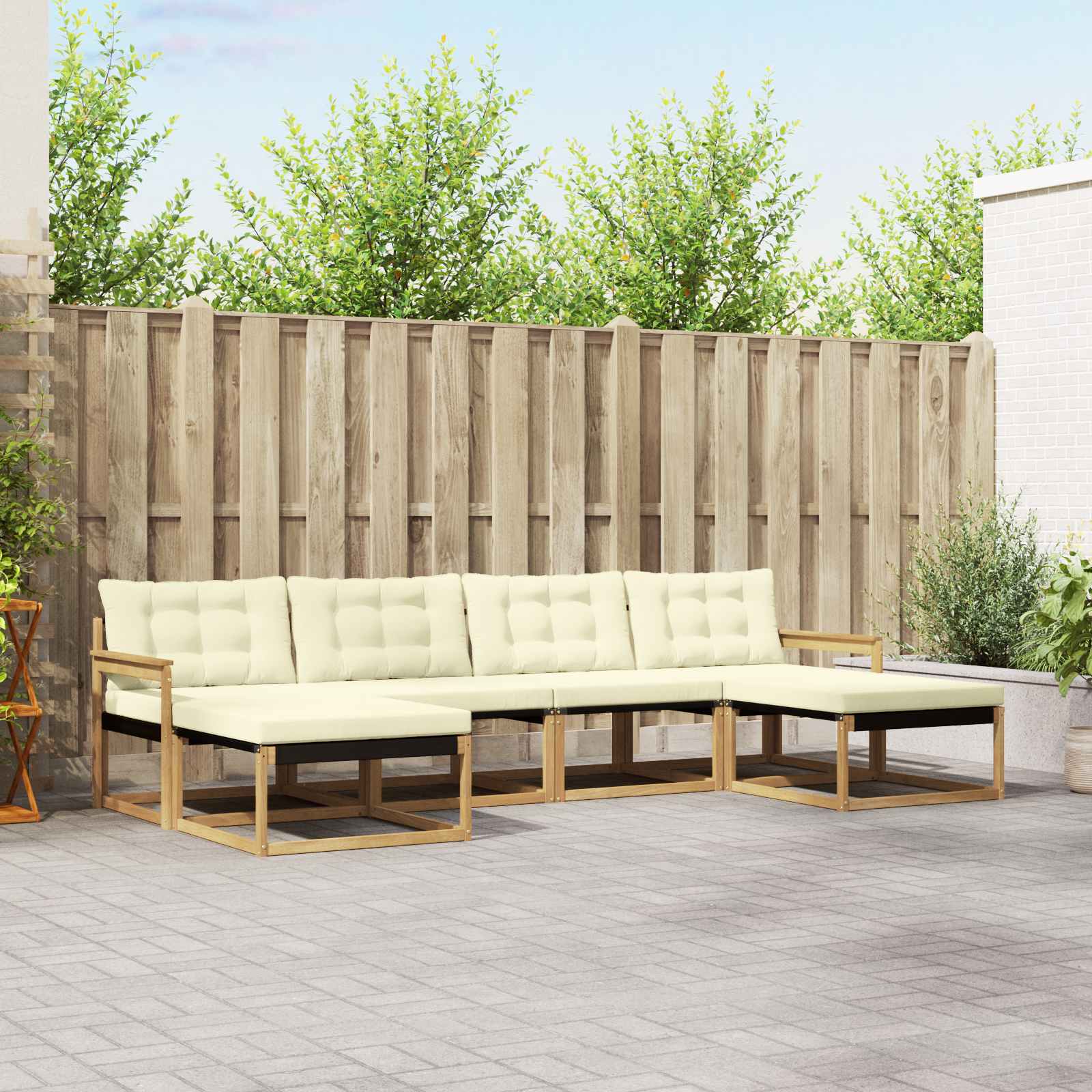 Outdoor-Sofagarnitur 6 stk. Weiß und Creme