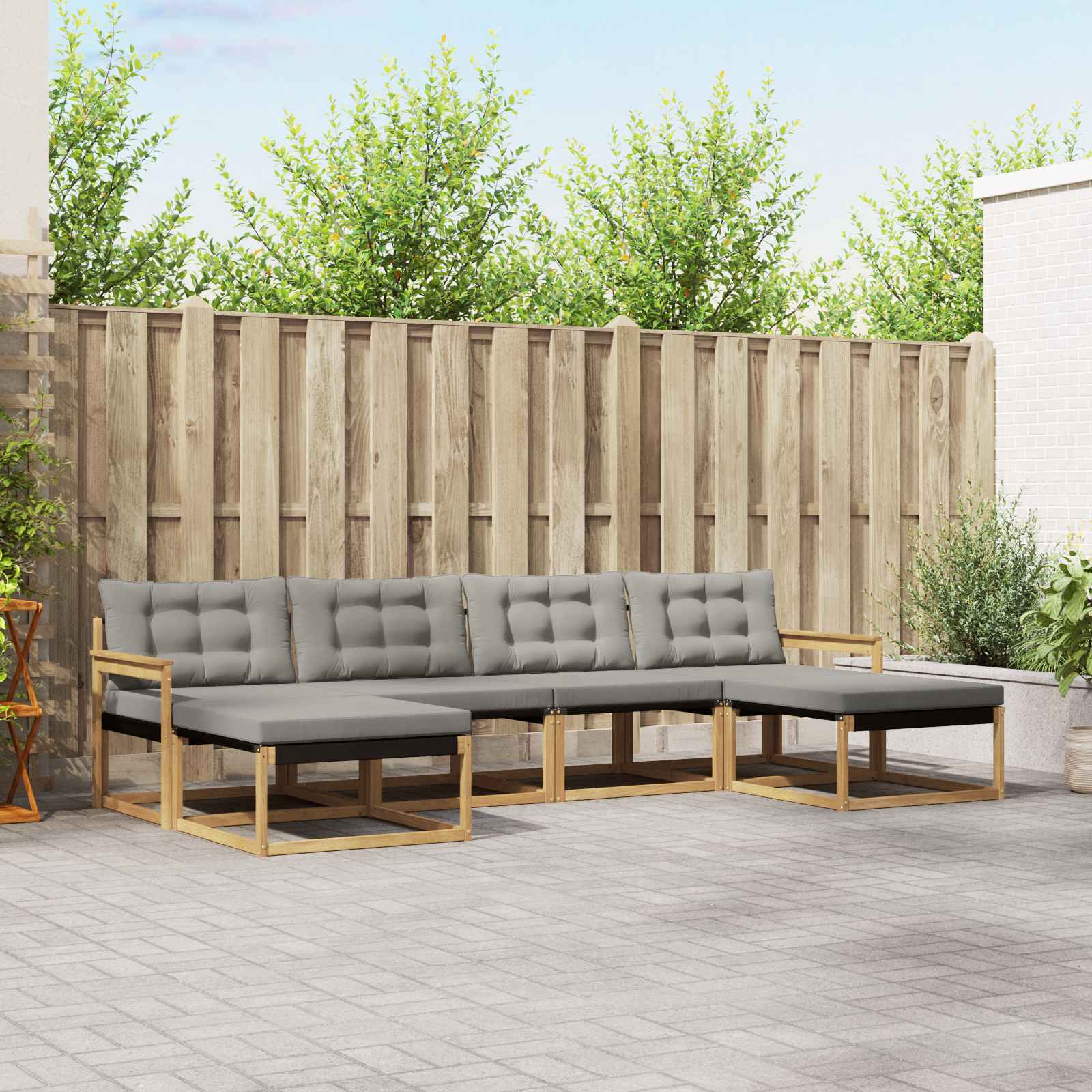 Outdoor-Sofagarnitur 6 stk. Weiß und Hellgrau