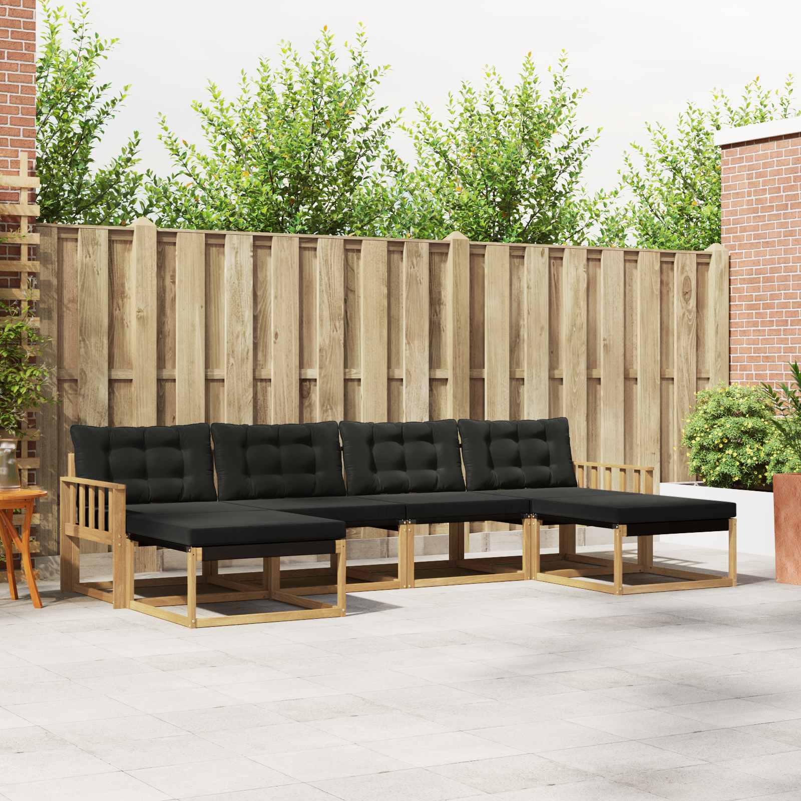 Outdoor-Sofagarnitur 6 stk. Weiß und Schwarz