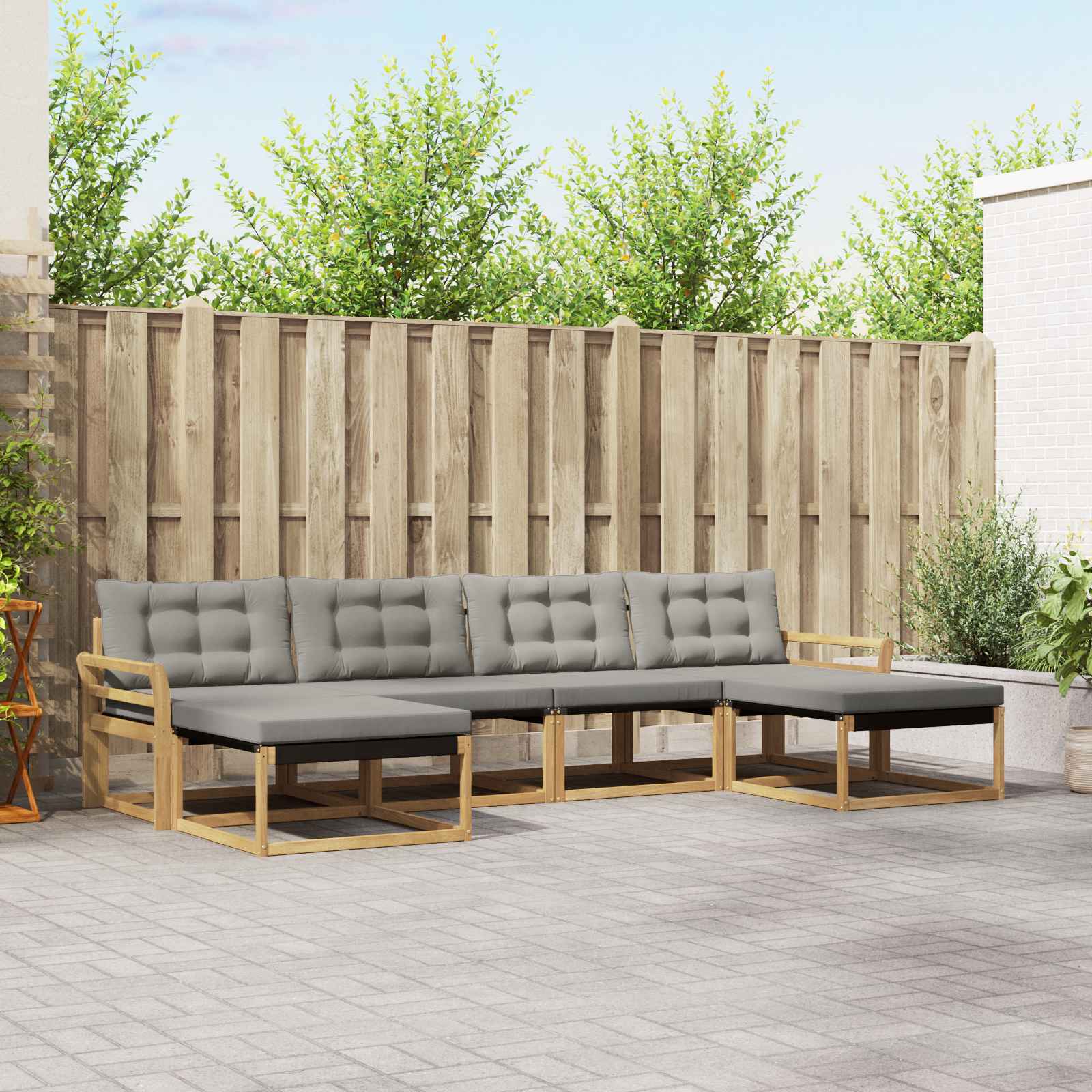 Outdoor-Sofagarnitur 6 stk. Weiß und Hellgrau