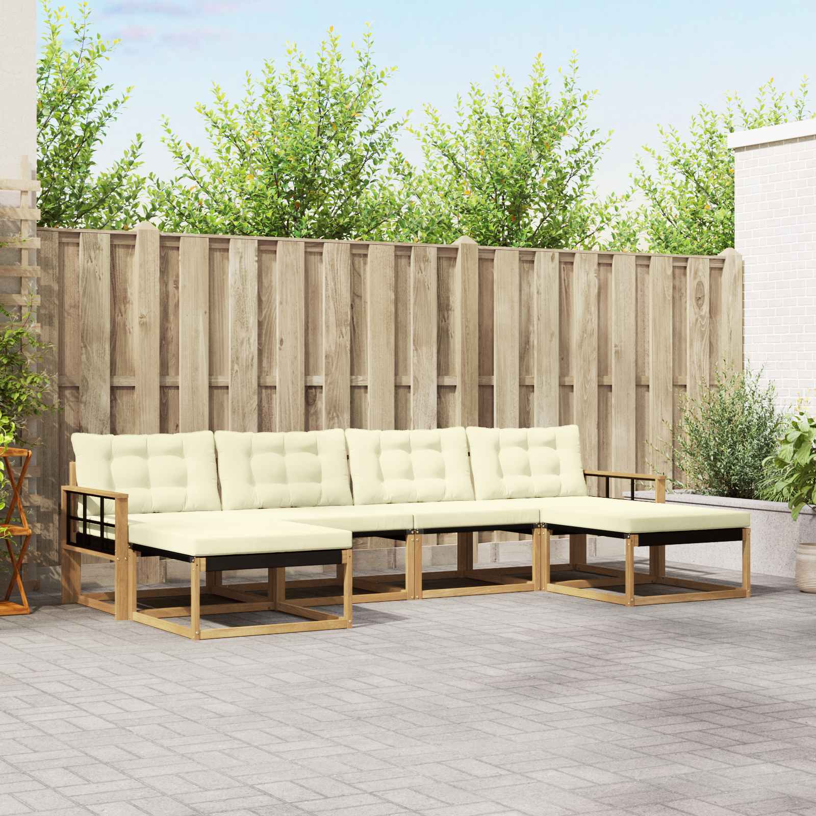 Outdoor-Sofagarnitur 6 stk. Weiß und Creme