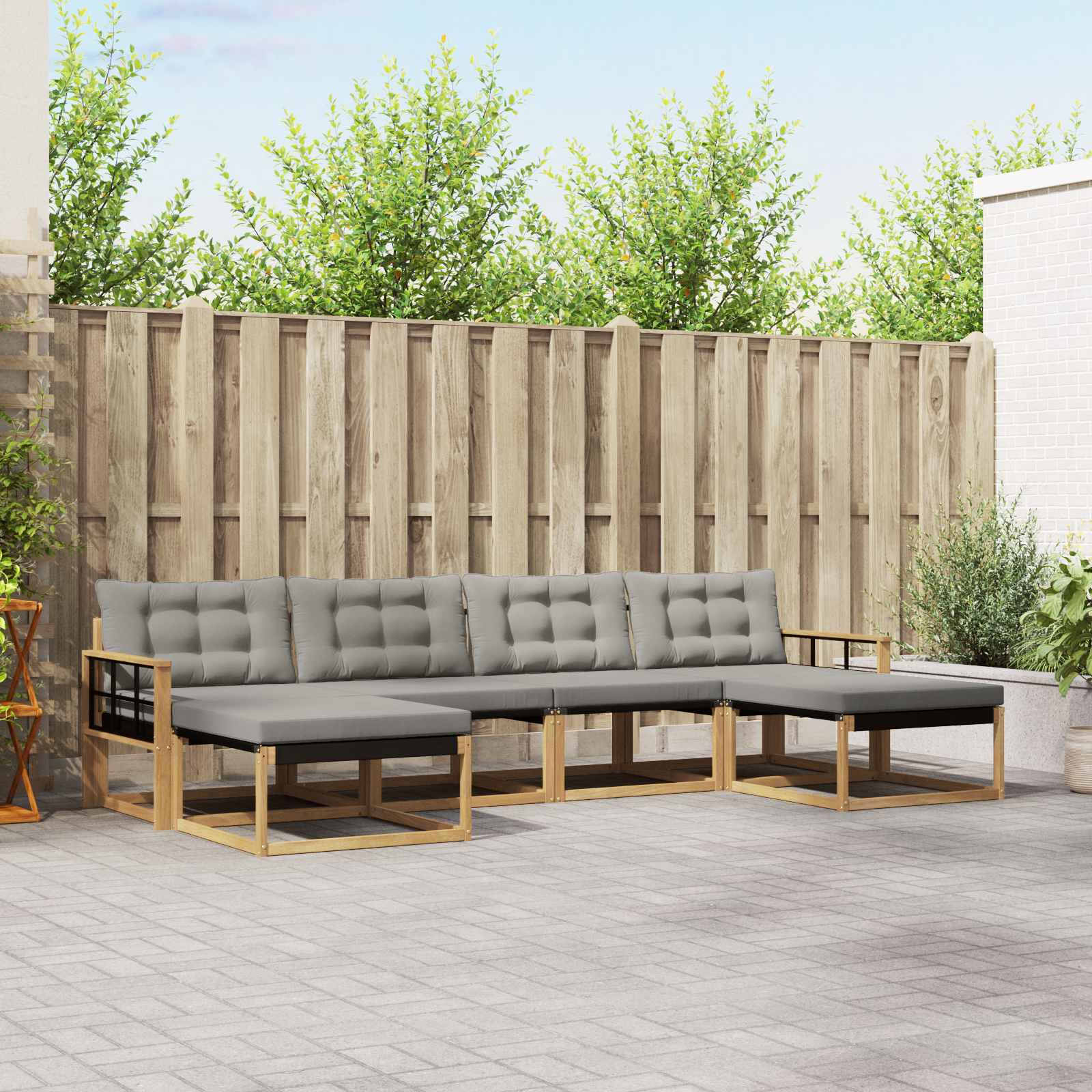 Outdoor-Sofagarnitur 6 stk. Weiß und Hellgrau