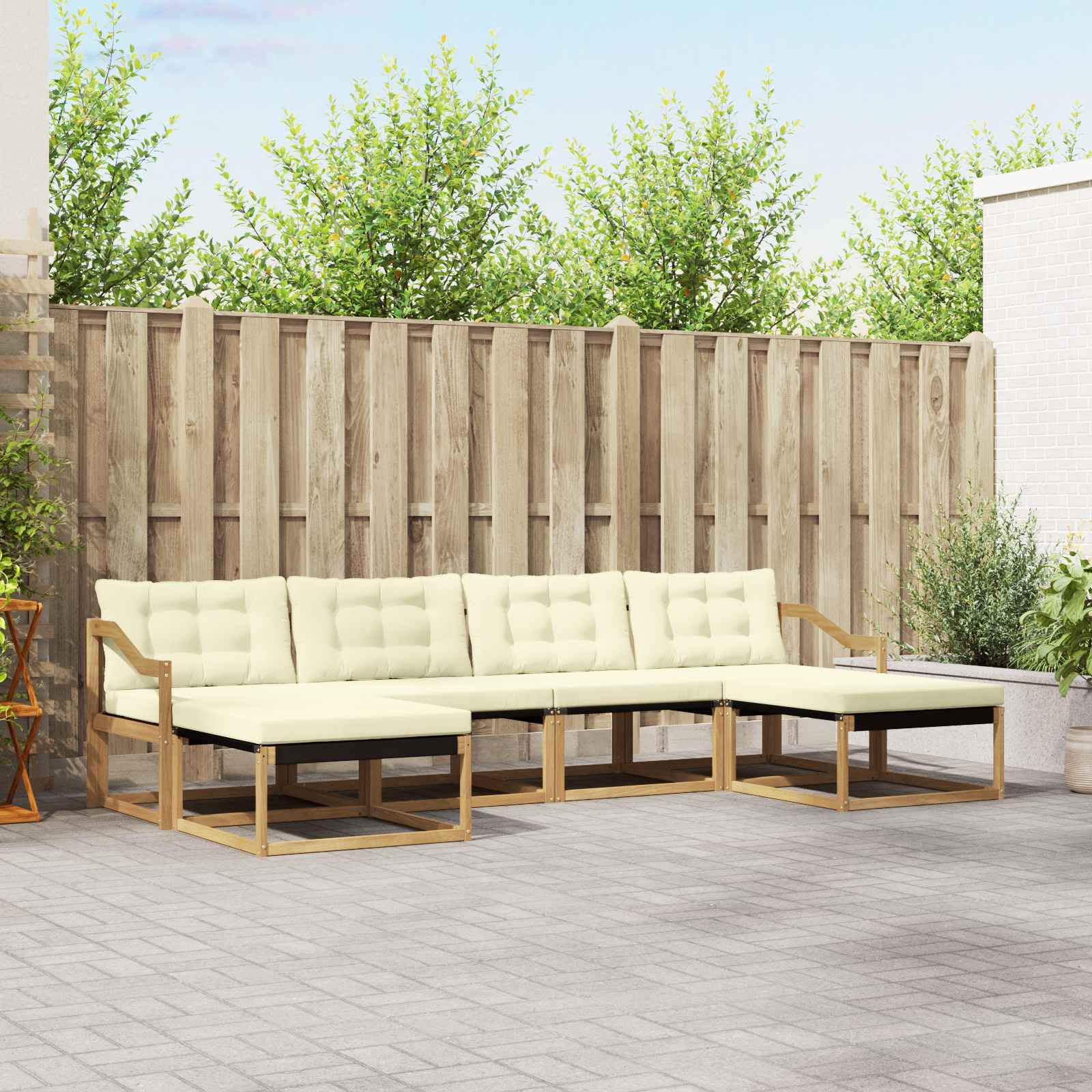 Outdoor-Sofagarnitur 6 stk. Weiß und Creme
