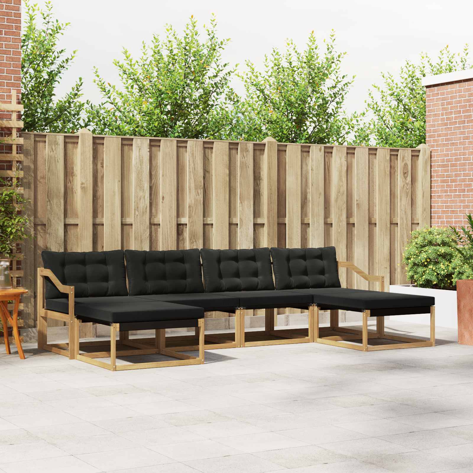 Outdoor-Sofagarnitur 6 stk. Weiß und Schwarz