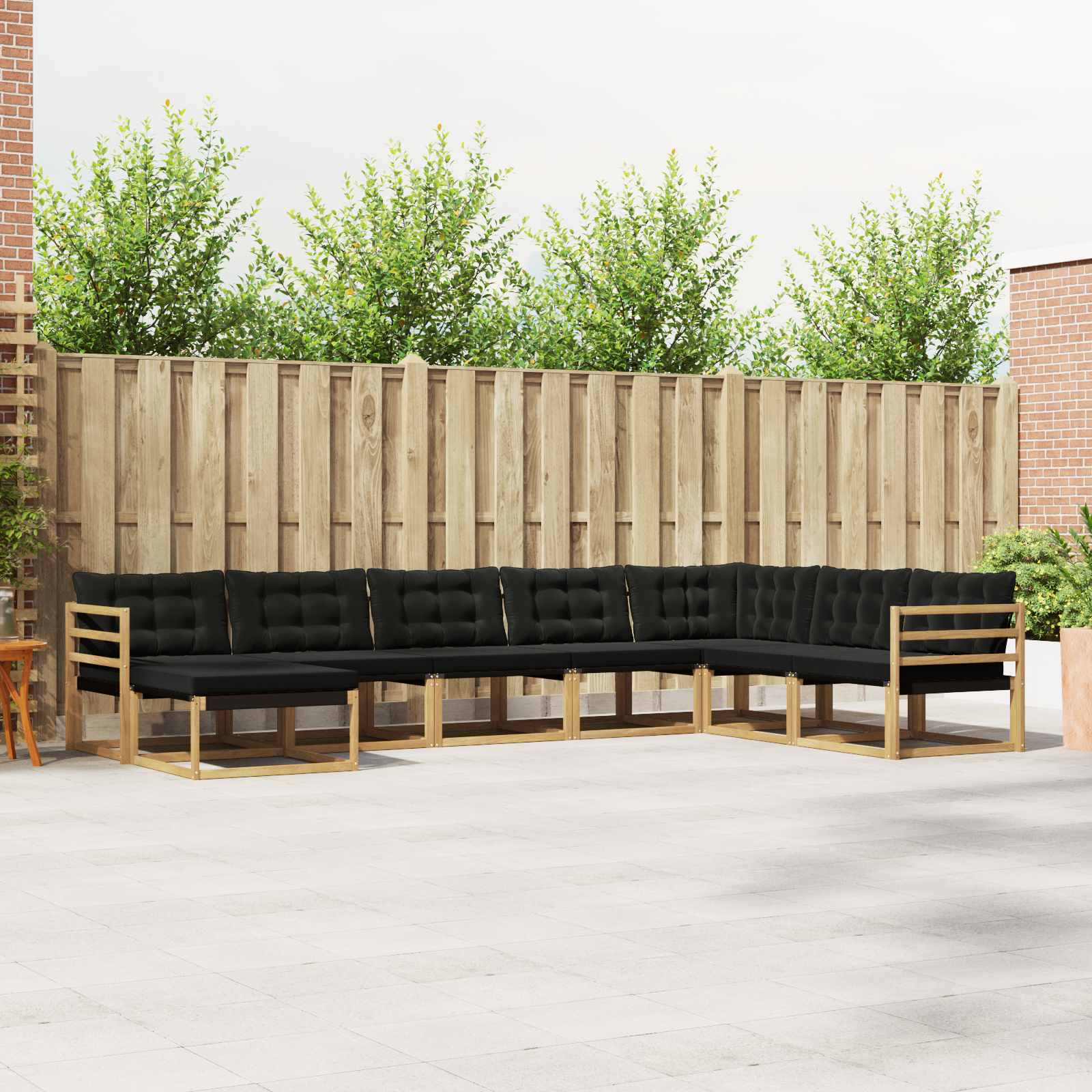 Outdoor-Sofagarnitur 8 stk. Weiß und Schwarz Massivholz Akazie