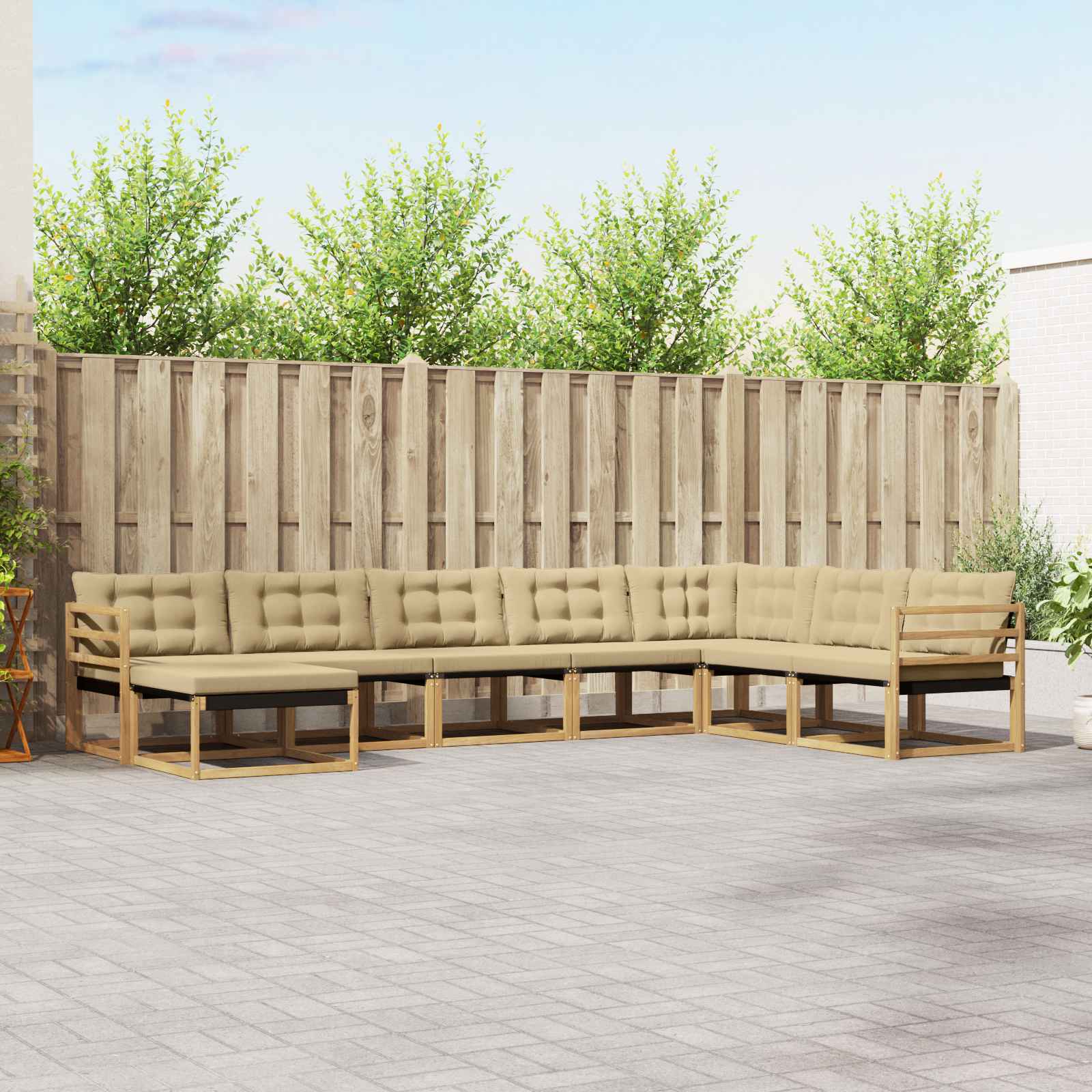 Outdoor-Sofagarnitur 8 stk. Weiß und Beige Massivholz Akazie