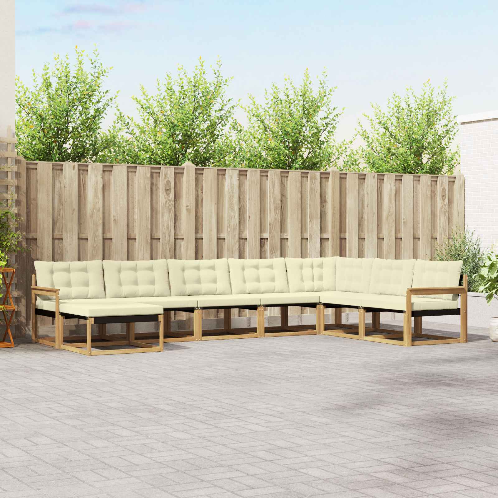 Outdoor-Sofagarnitur 8 stk. Weiß und Creme Massivholz Akazie