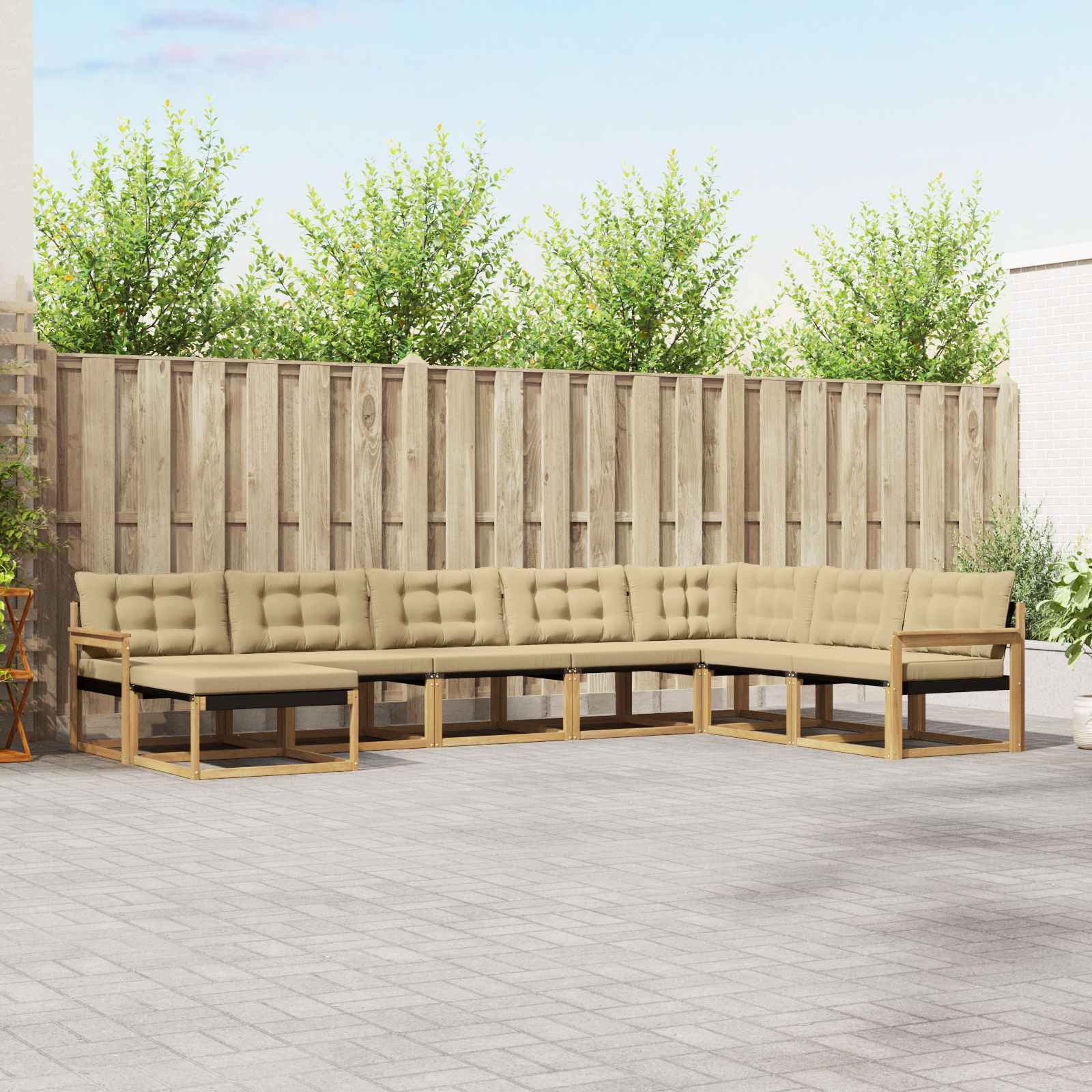 Outdoor-Sofagarnitur 8 stk. Weiß und Beige Massivholz Akazie