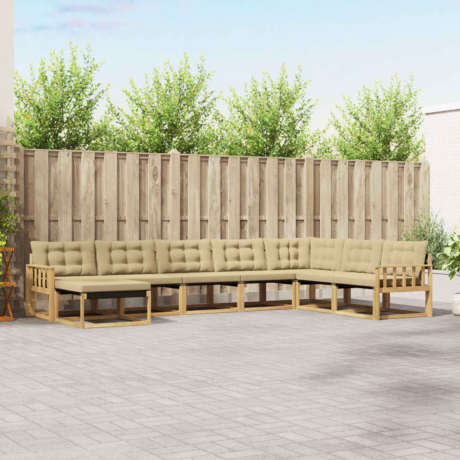 Outdoor-Sofagarnitur 8 stk. Weiß und Beige Massivholz Akazie