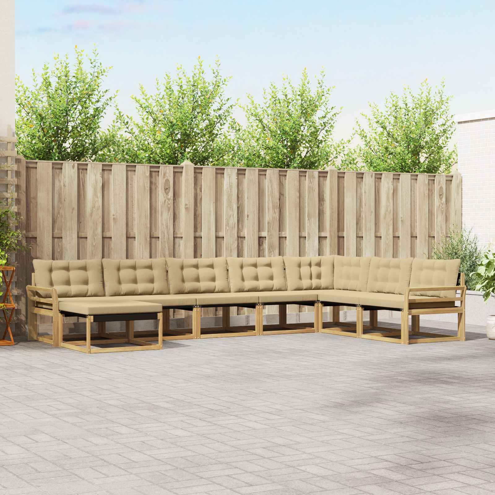 Outdoor-Sofagarnitur 8 stk. Weiß und Beige Massivholz Akazie