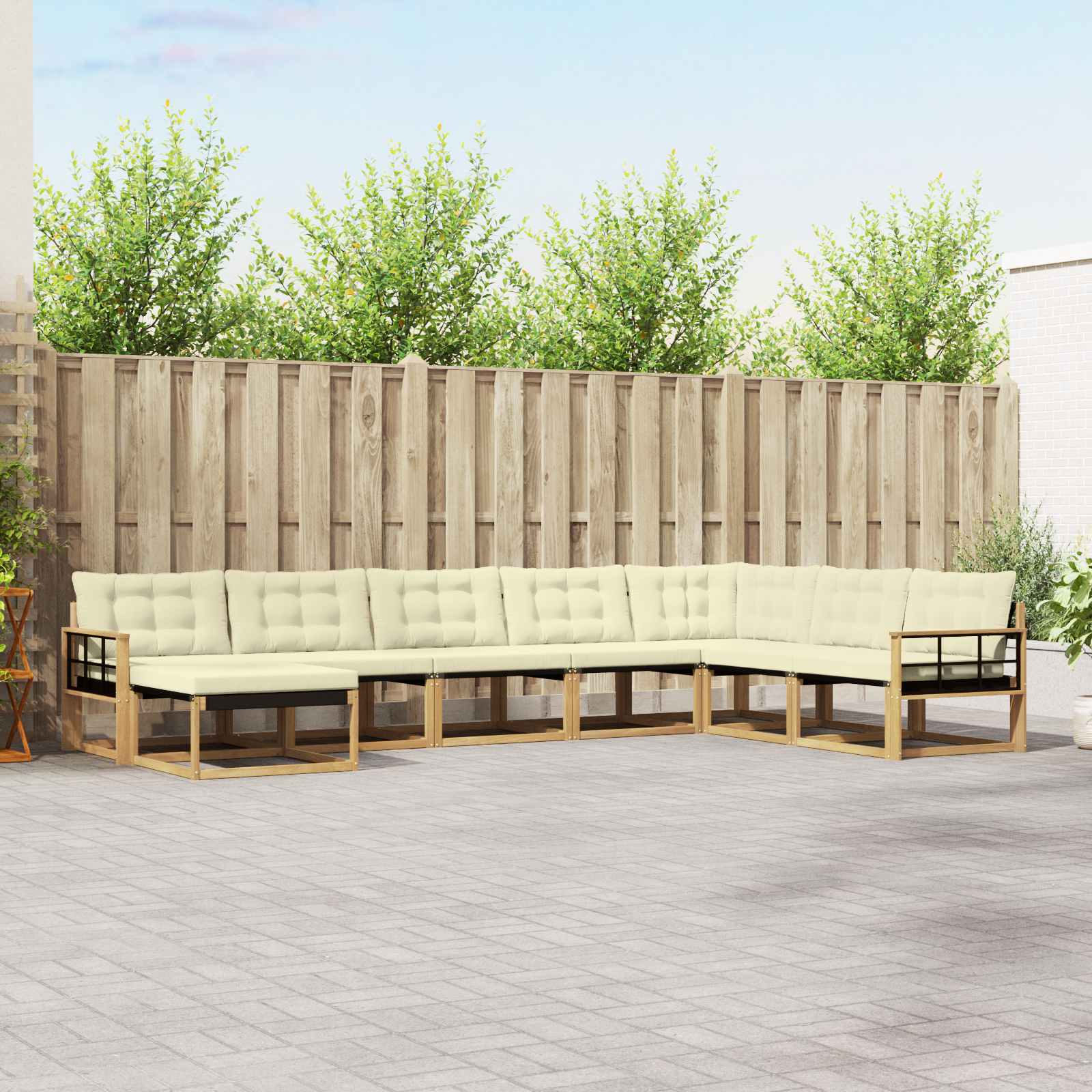 Outdoor-Sofagarnitur 8 stk. Weiß und Creme Massivholz Akazie