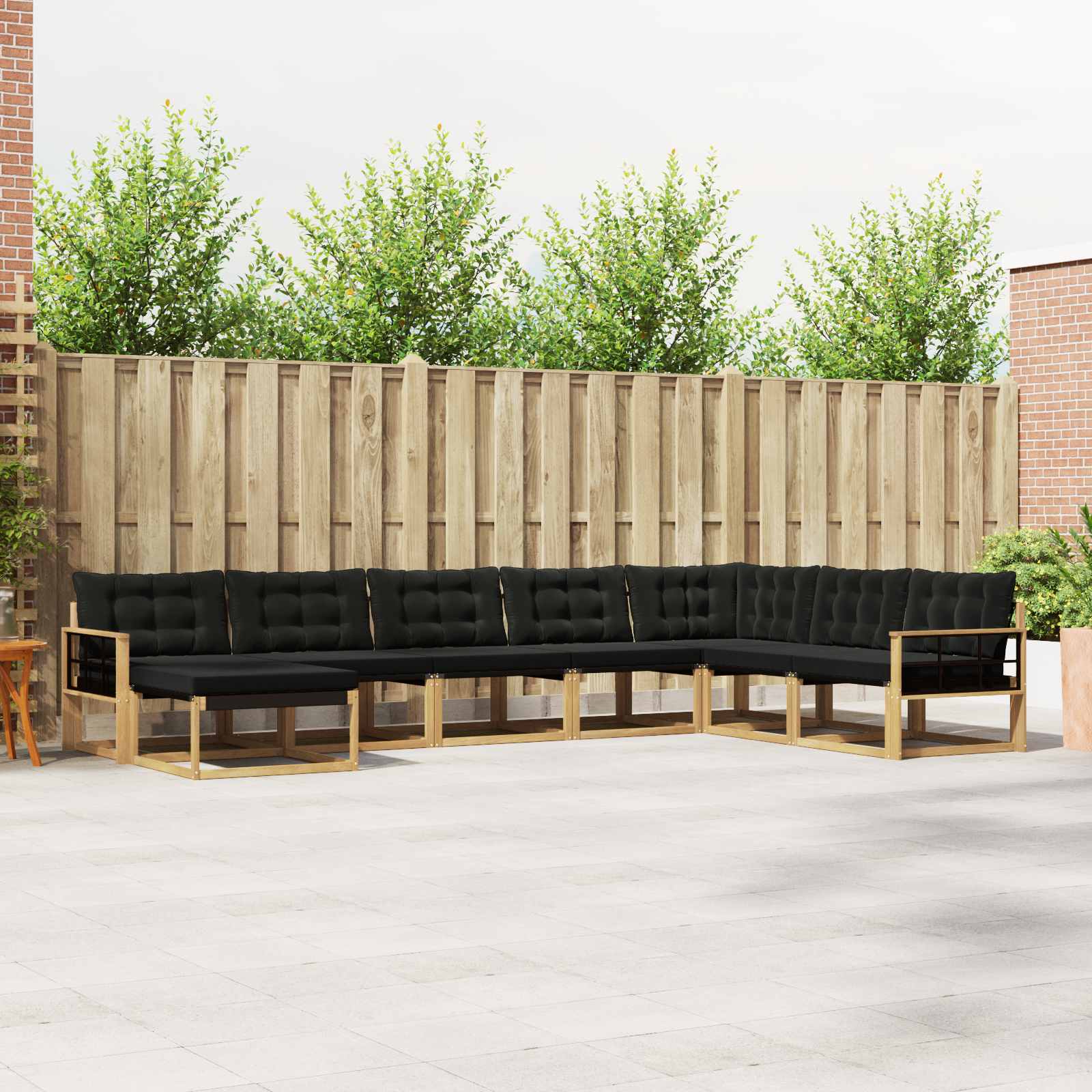 Outdoor-Sofagarnitur 8 stk. Weiß und Schwarz Massivholz Akazie