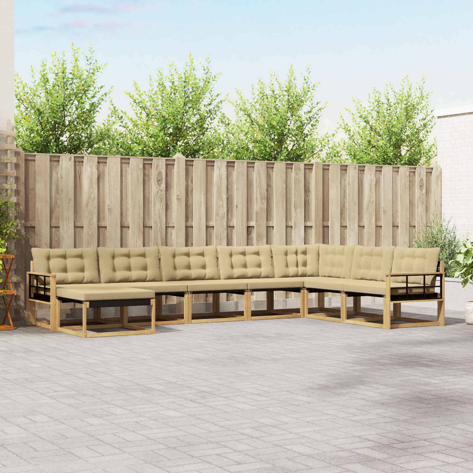 Outdoor-Sofagarnitur 8 stk. Weiß und Beige Massivholz Akazie