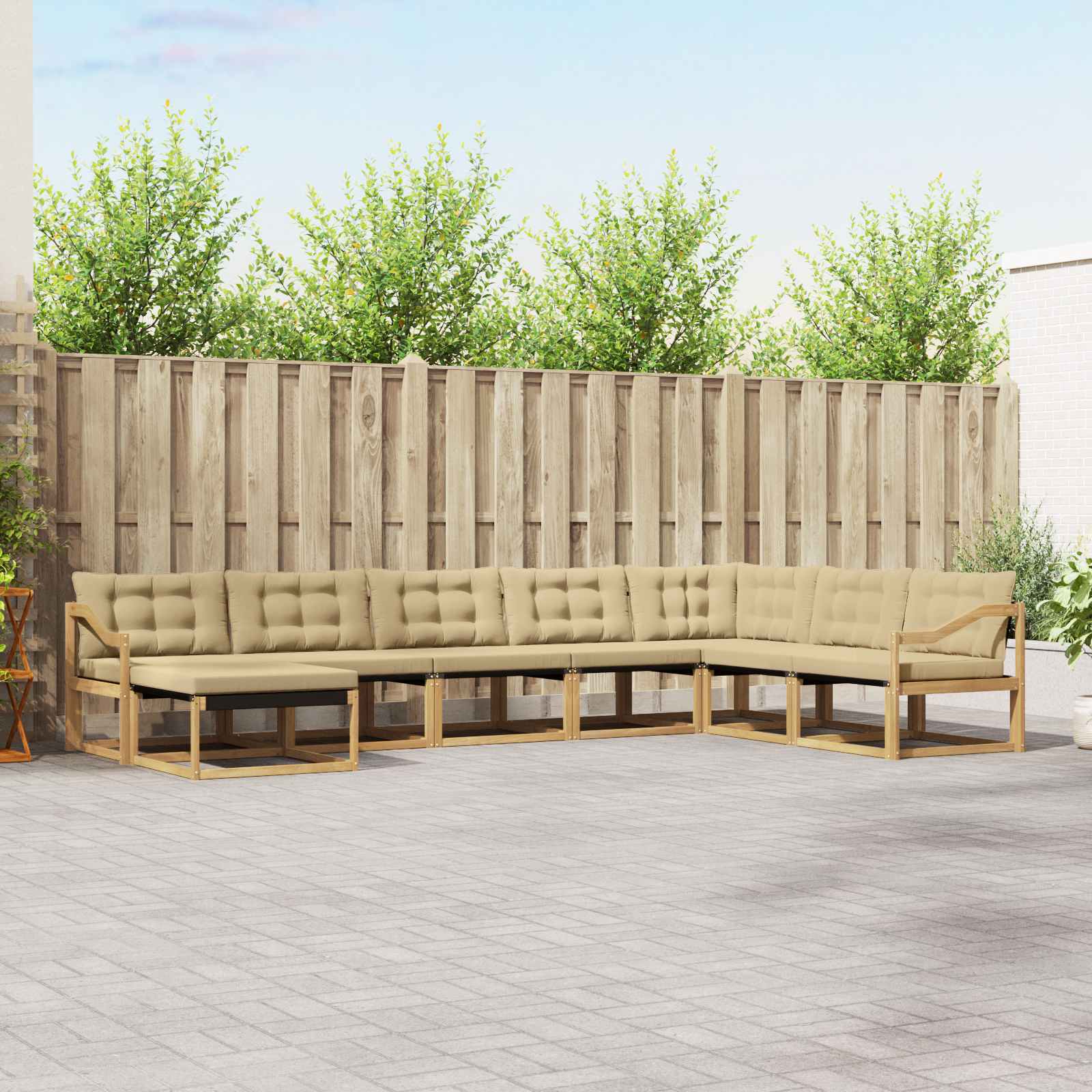 Outdoor-Sofagarnitur 8 stk. Weiß und Beige Massivholz Akazie