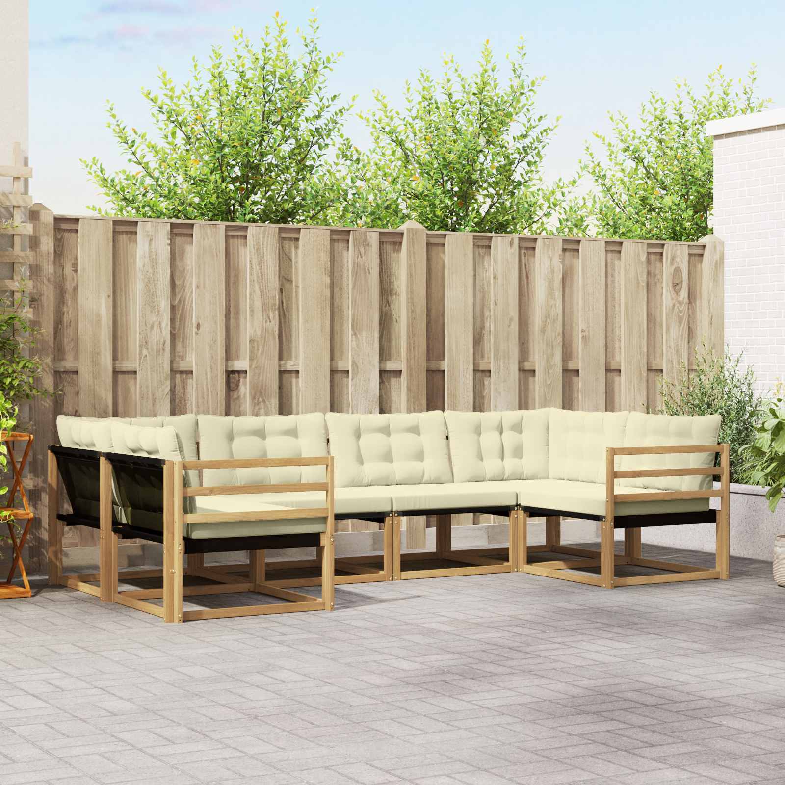 Outdoor-Sofagarnitur 6 stk. Weiß und Creme