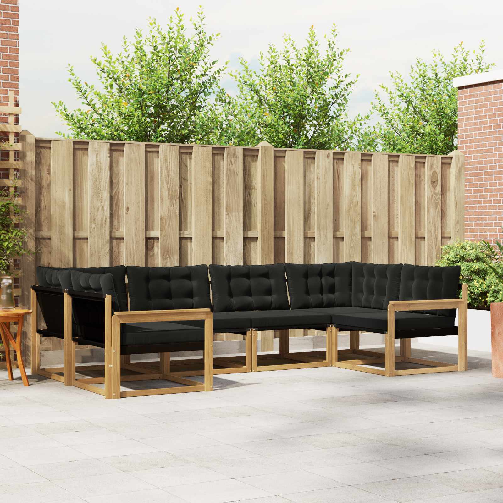 Outdoor-Sofagarnitur 6 stk. Weiß und Schwarz