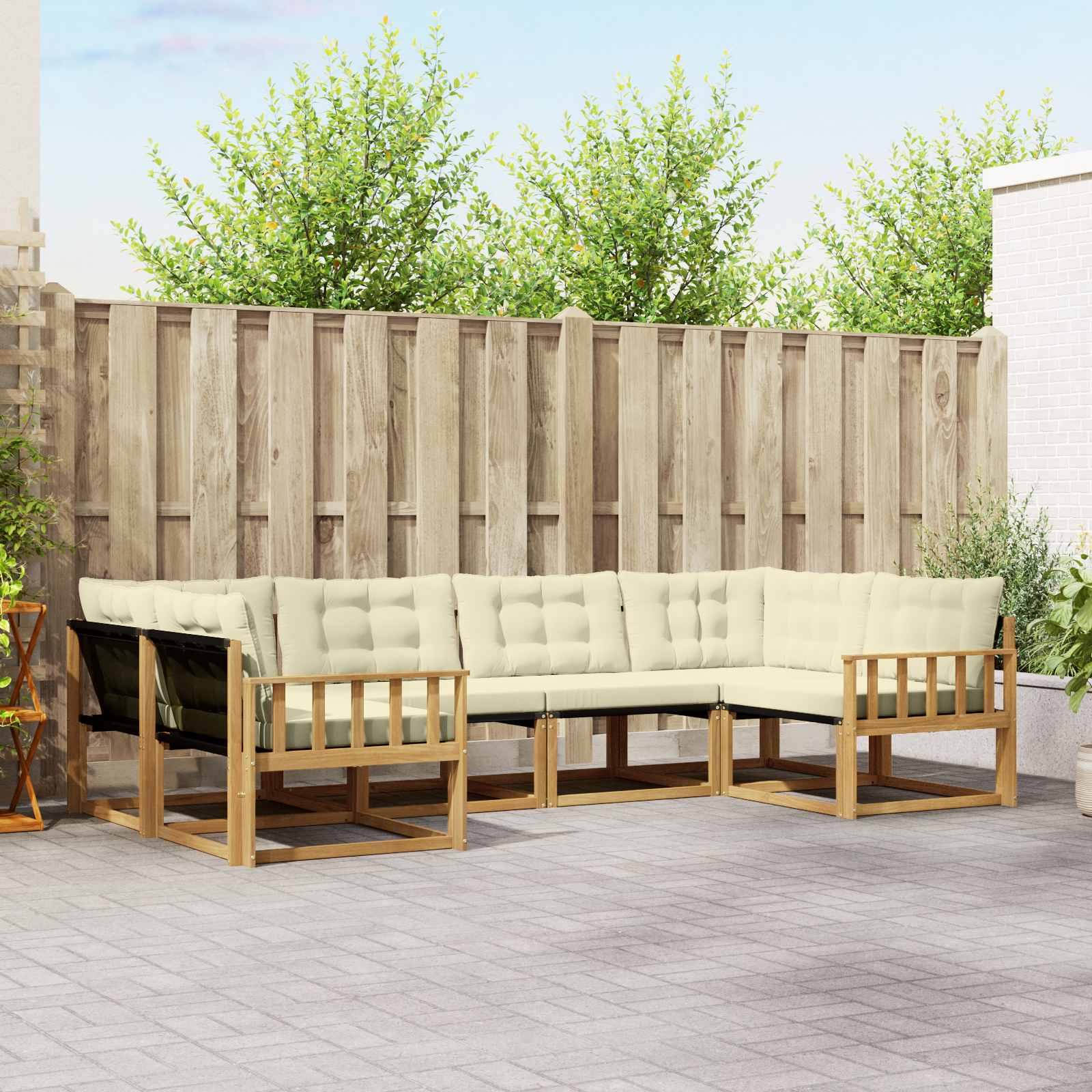 Outdoor-Sofagarnitur 6 stk. Weiß und Creme