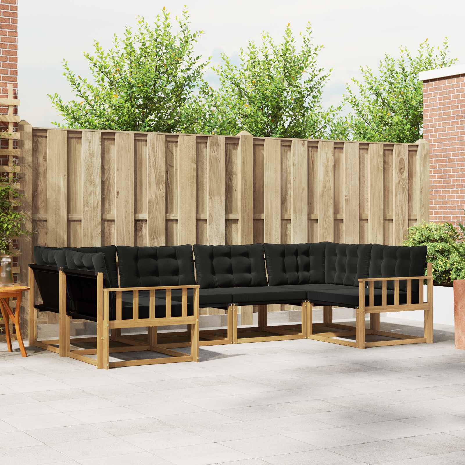 Outdoor-Sofagarnitur 6 stk. Weiß und Schwarz