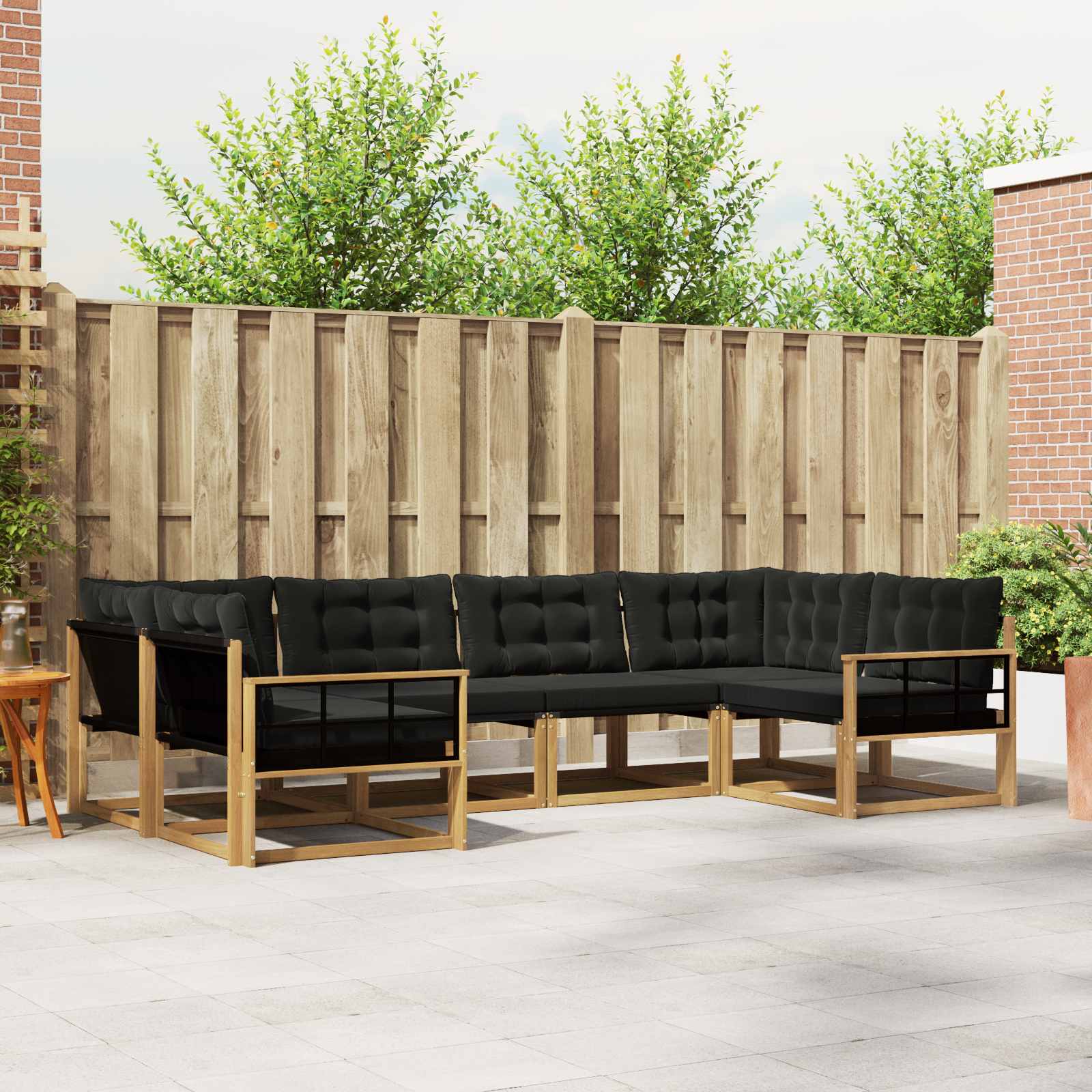 Outdoor-Sofagarnitur 6 stk. Weiß und Schwarz