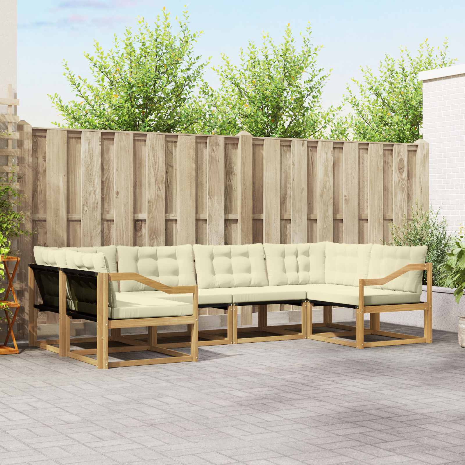 Outdoor-Sofagarnitur 6 stk. Weiß und Creme