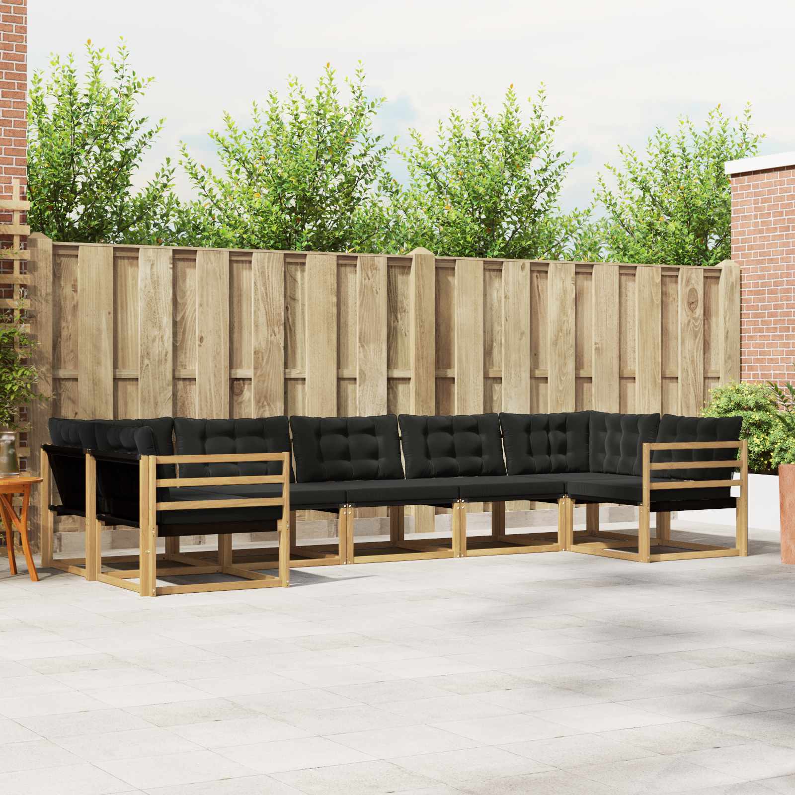 Outdoor-Sofagarnitur 7 stk. Weiß und Schwarz