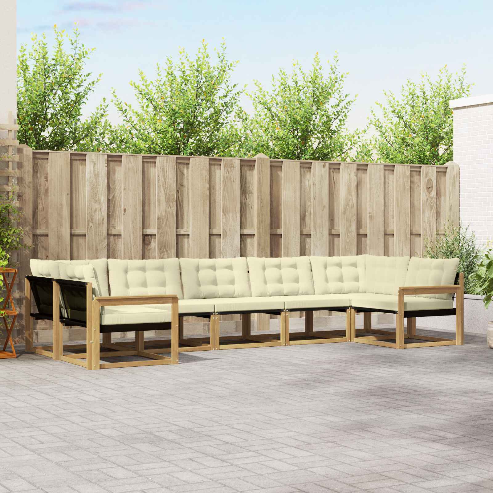 Outdoor-Sofagarnitur 7 stk. Weiß und Creme