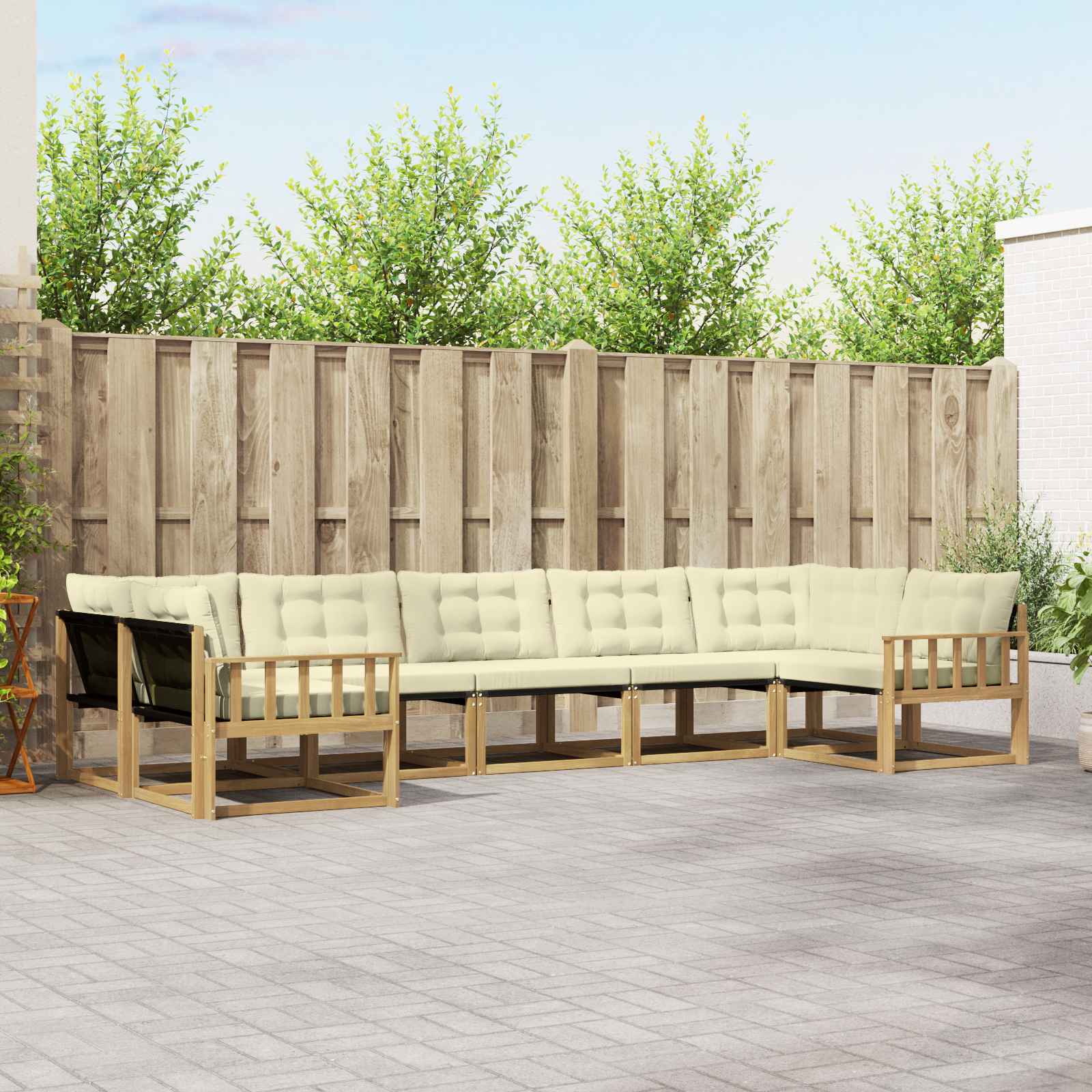 Outdoor-Sofagarnitur 7 stk. Weiß und Creme