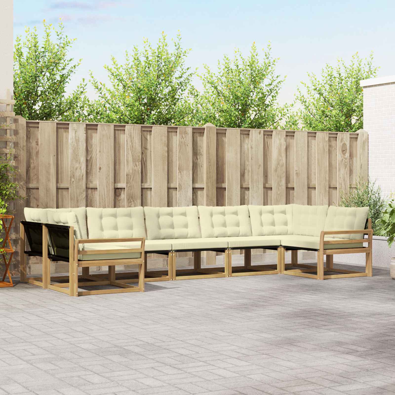 Outdoor-Sofagarnitur 7 stk. Weiß und Creme