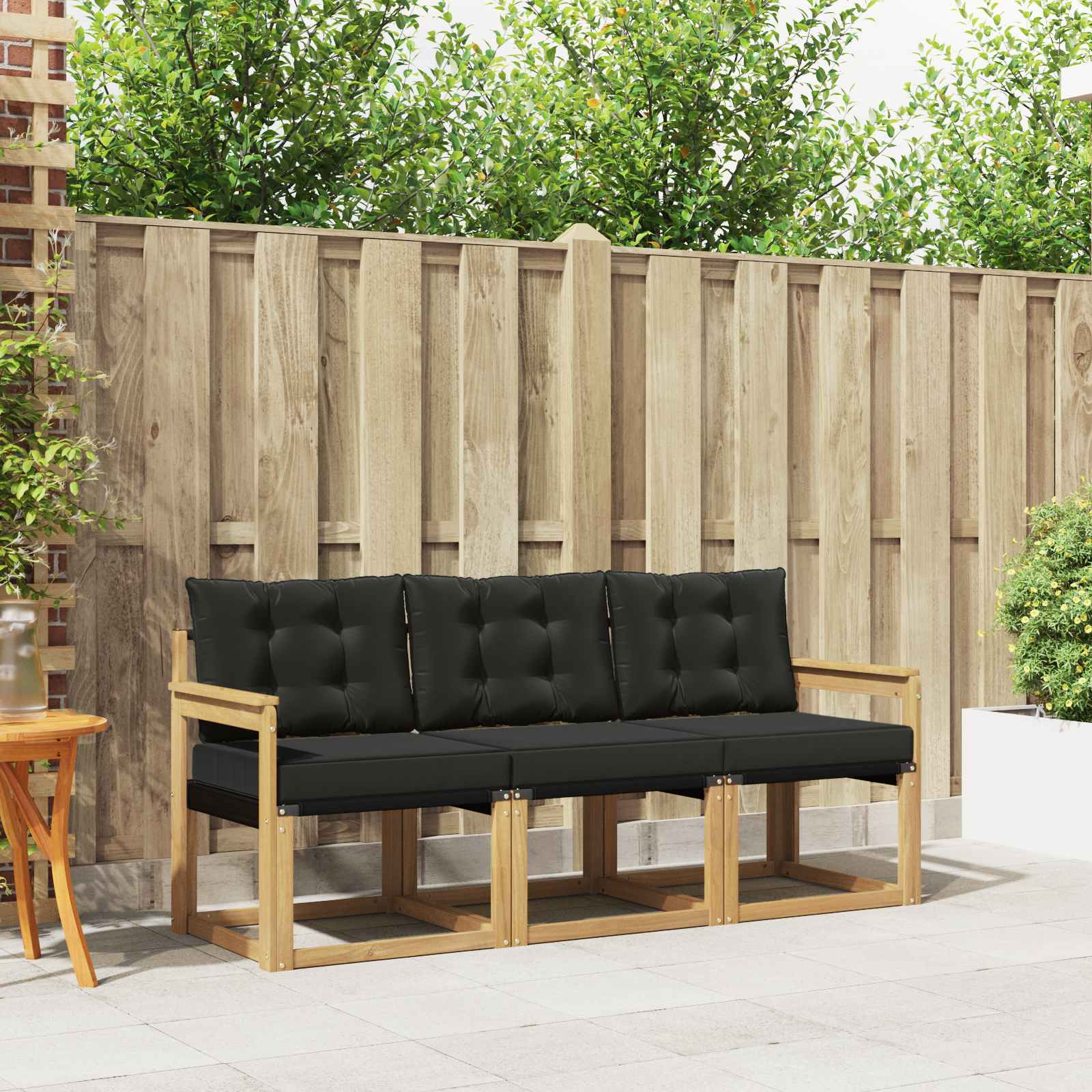 Outdoor-Sofagarnitur 3 stk. Weiß und Schwarz