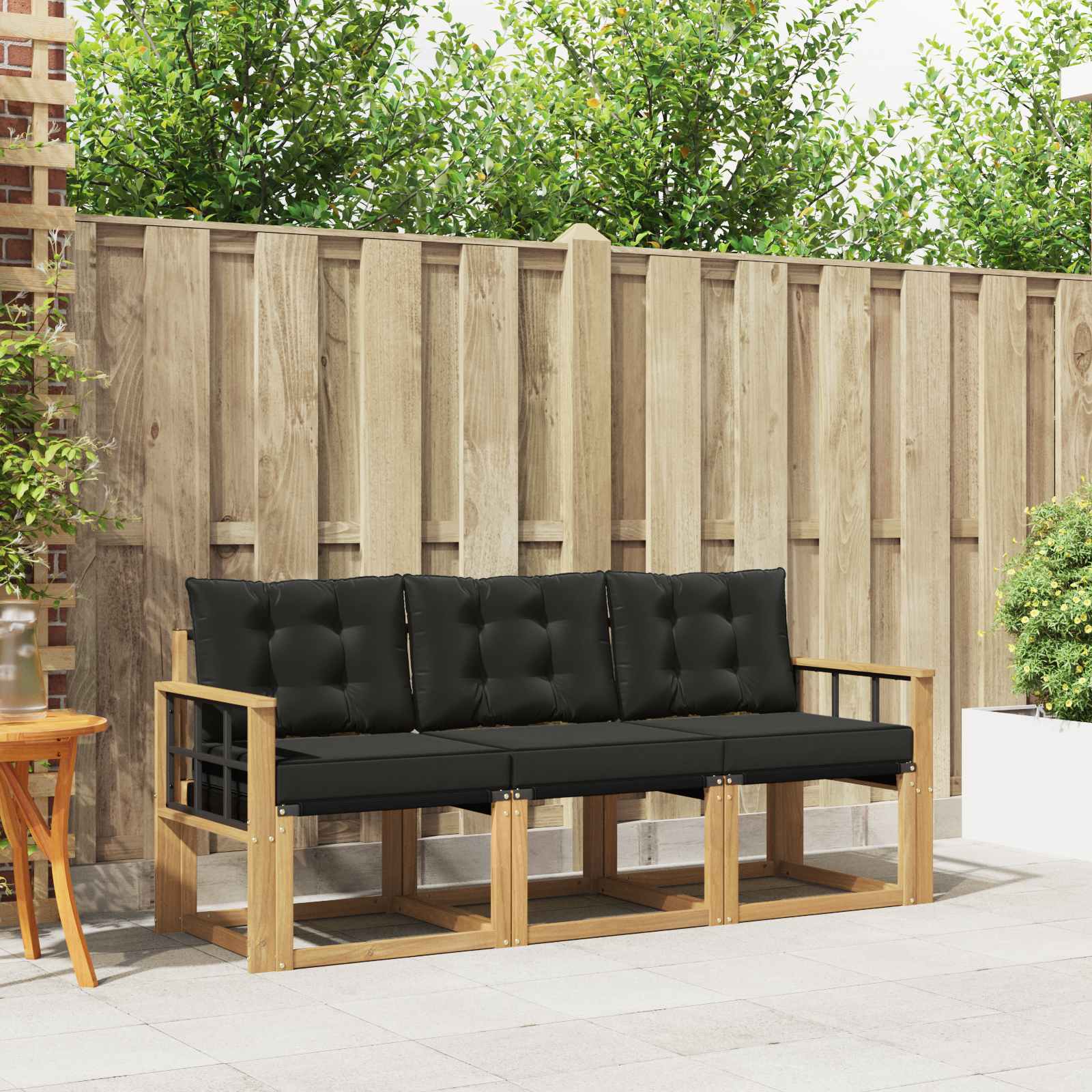 Outdoor-Sofagarnitur 3 stk. Weiß und Schwarz