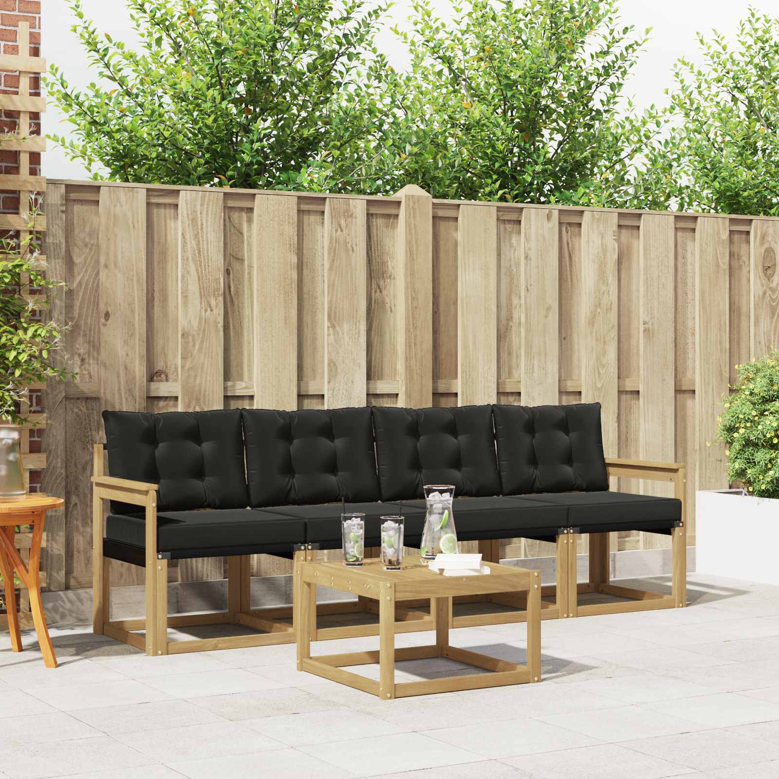 Outdoor-Sofagarnitur 5 stk. Weiß und Schwarz