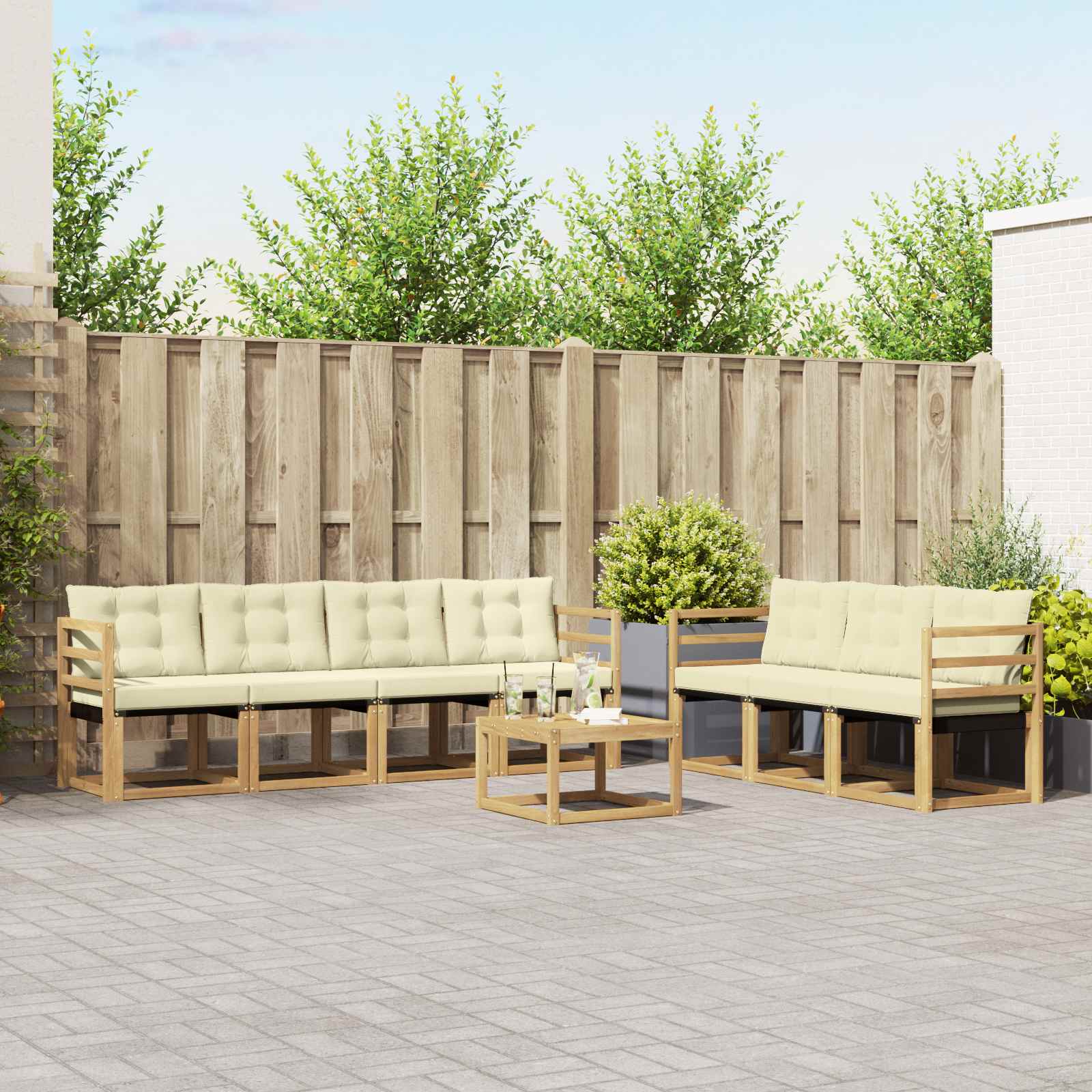 Outdoor-Sofagarnitur 8 stk. Weiß und Creme