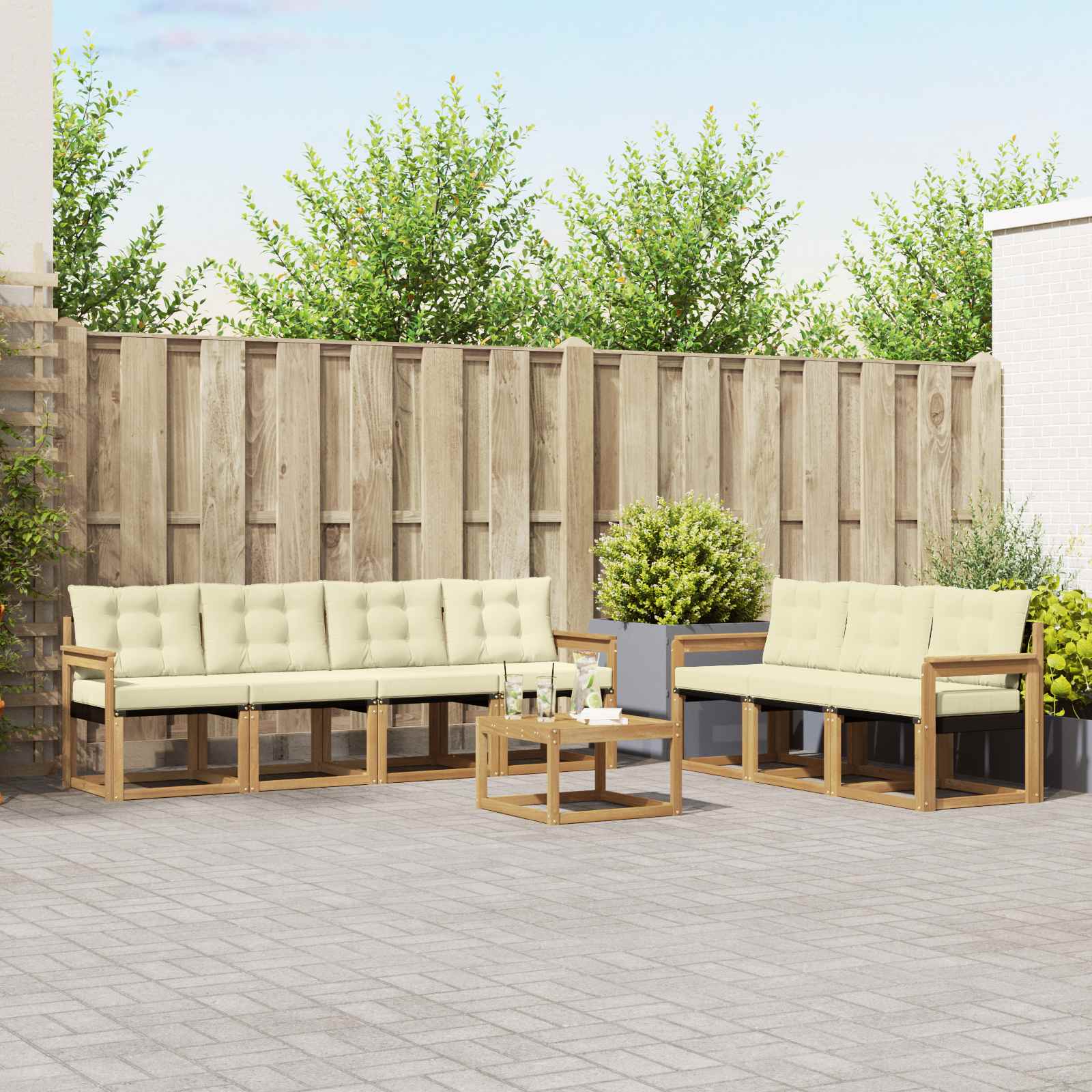 Outdoor-Sofagarnitur 8 stk. Weiß und Creme