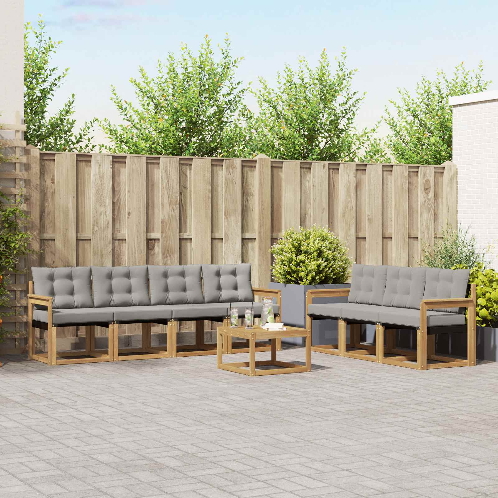 Outdoor-Sofagarnitur 8 stk. Weiß und Hellgrau