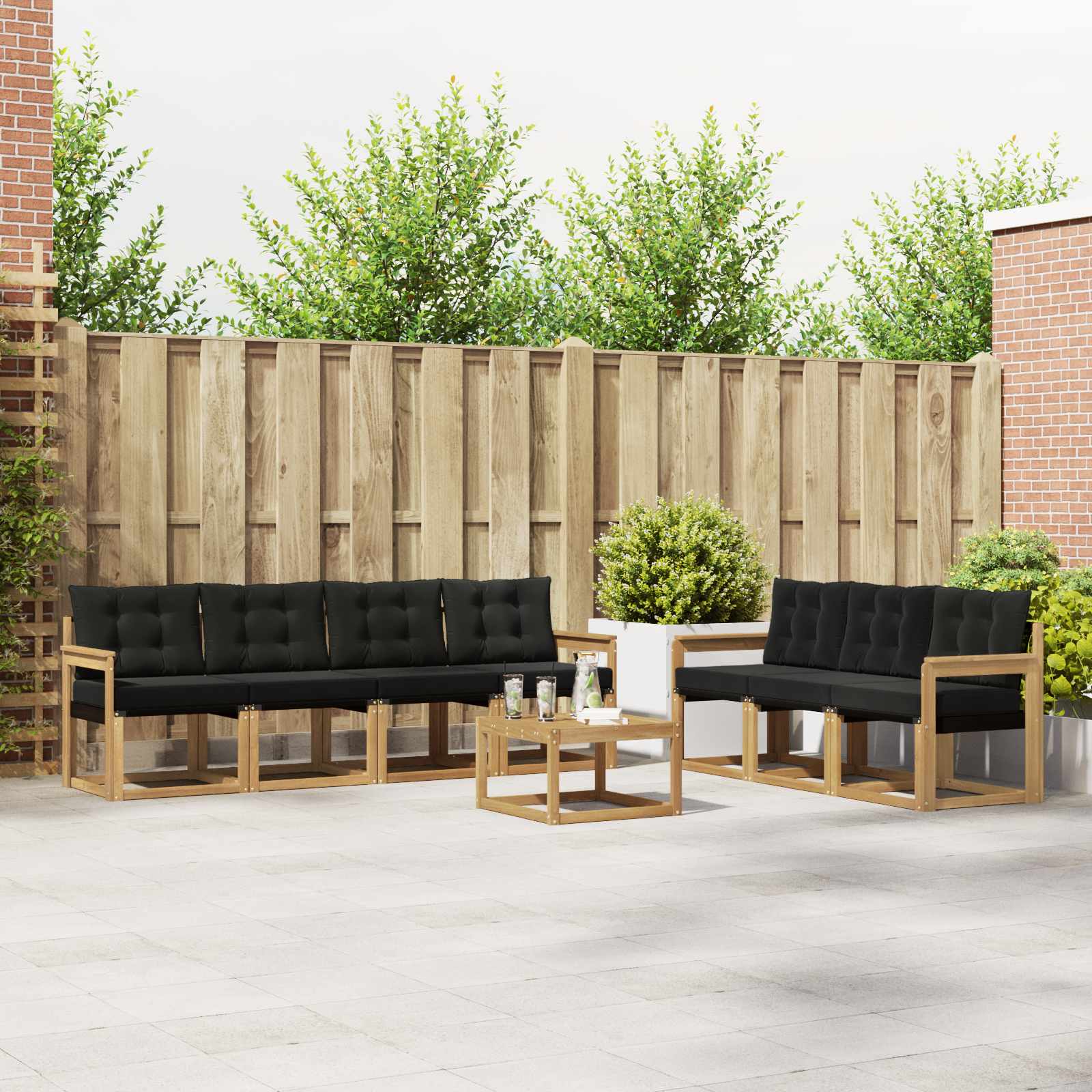 Outdoor-Sofagarnitur 8 stk. Weiß und Schwarz