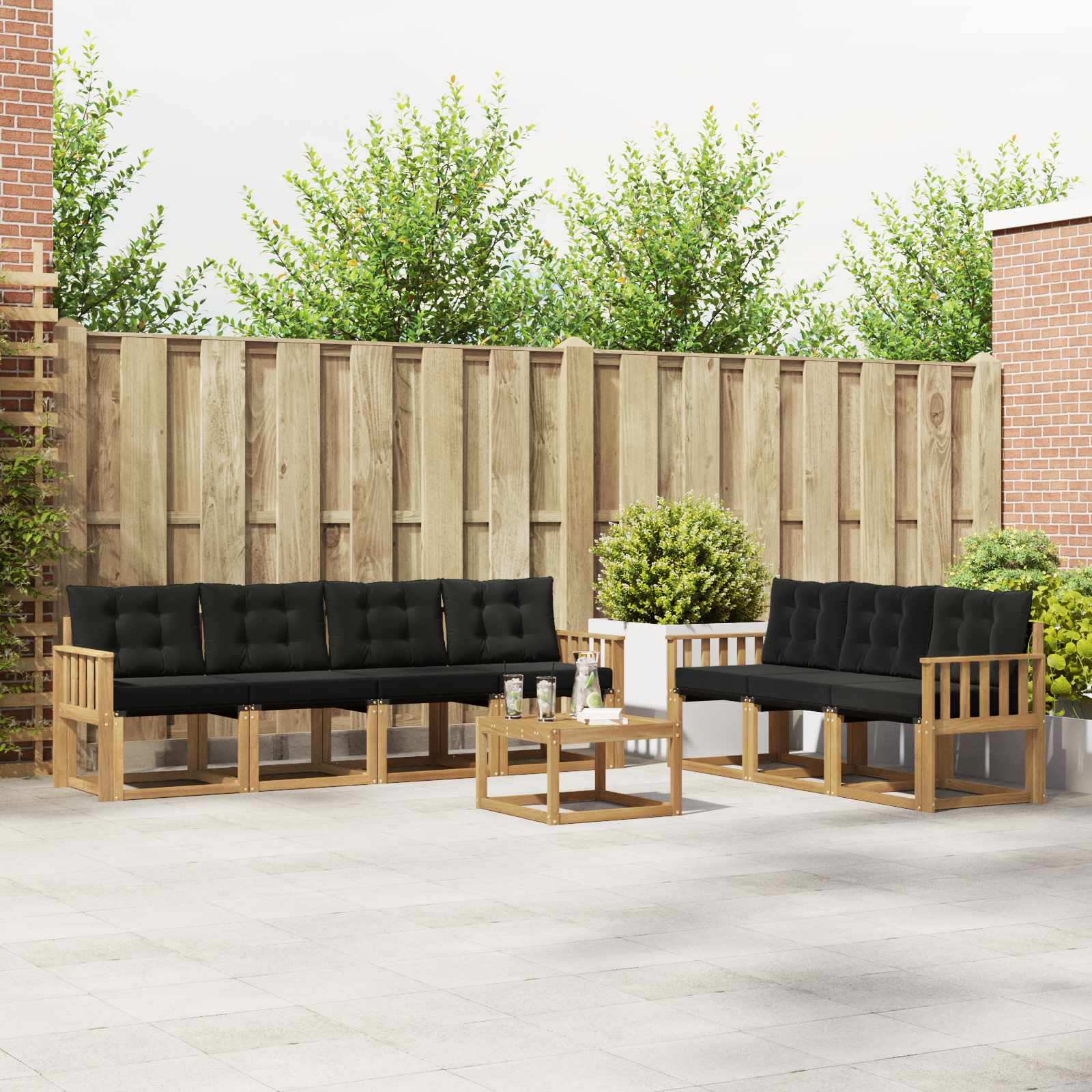 Outdoor-Sofagarnitur 8 stk. Weiß und Schwarz
