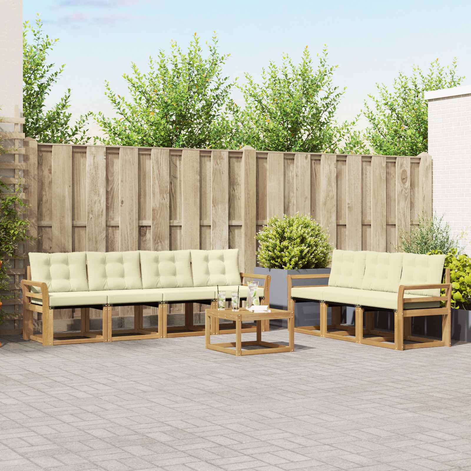 Outdoor-Sofagarnitur 8 stk. Weiß und Creme