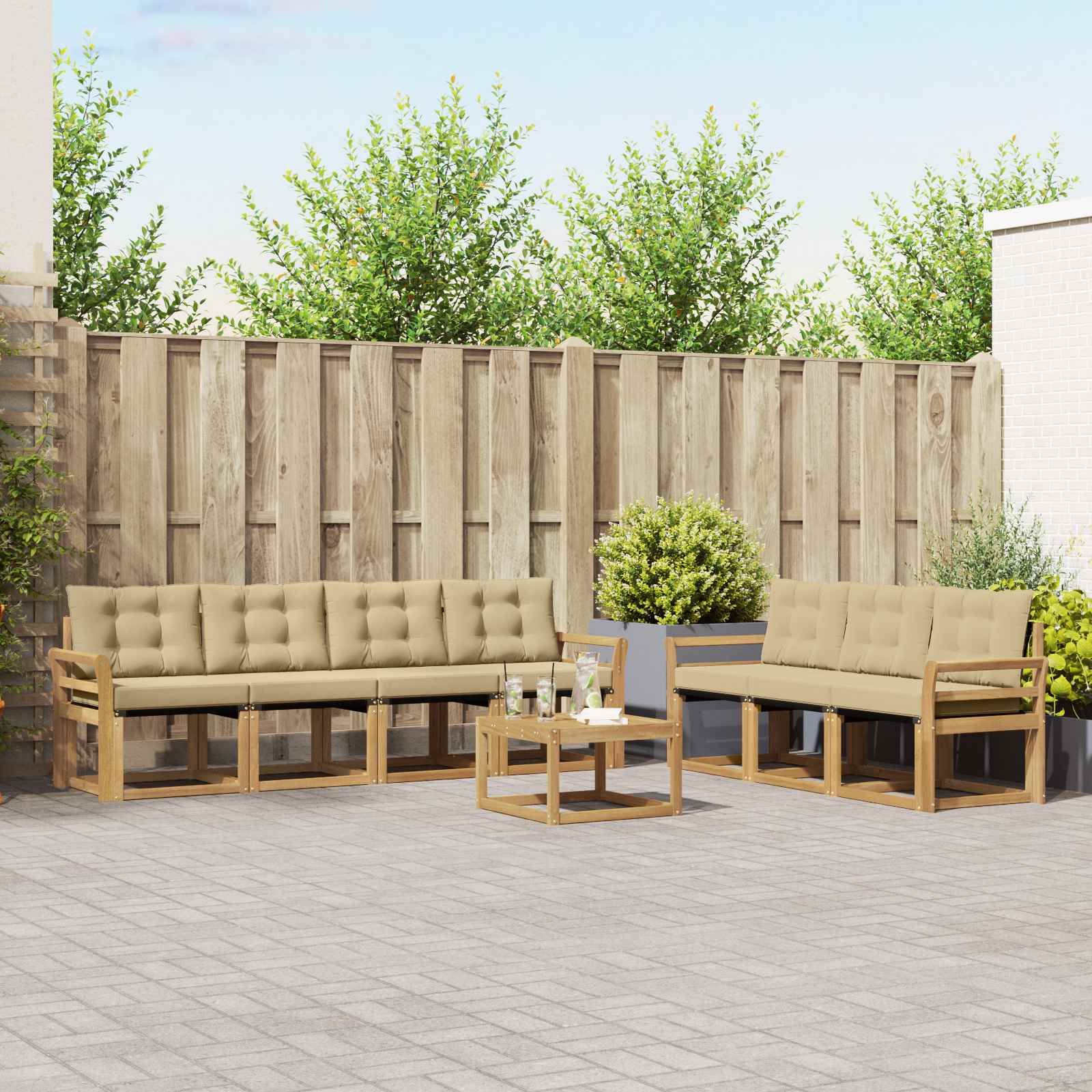 Outdoor-Sofagarnitur 8 stk. Weiß und Beige