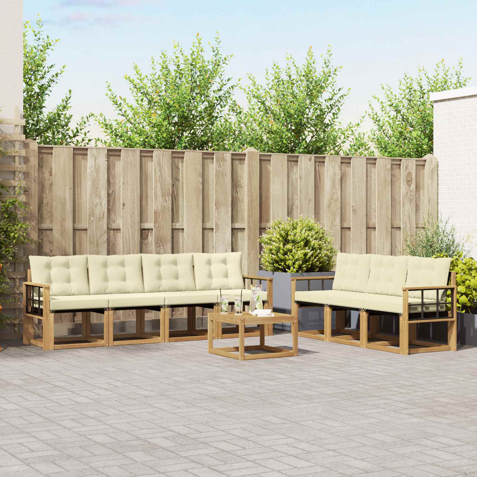 Outdoor-Sofagarnitur 8 stk. Weiß und Creme