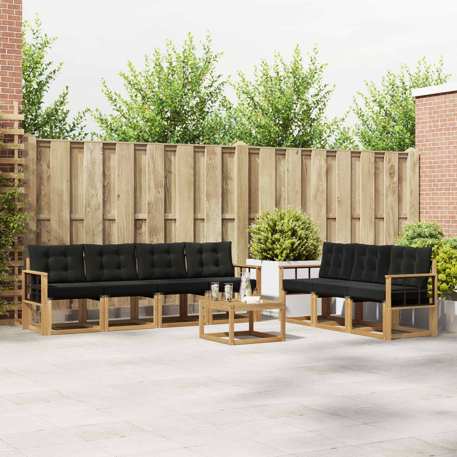 Outdoor-Sofagarnitur 8 stk. Weiß und Schwarz