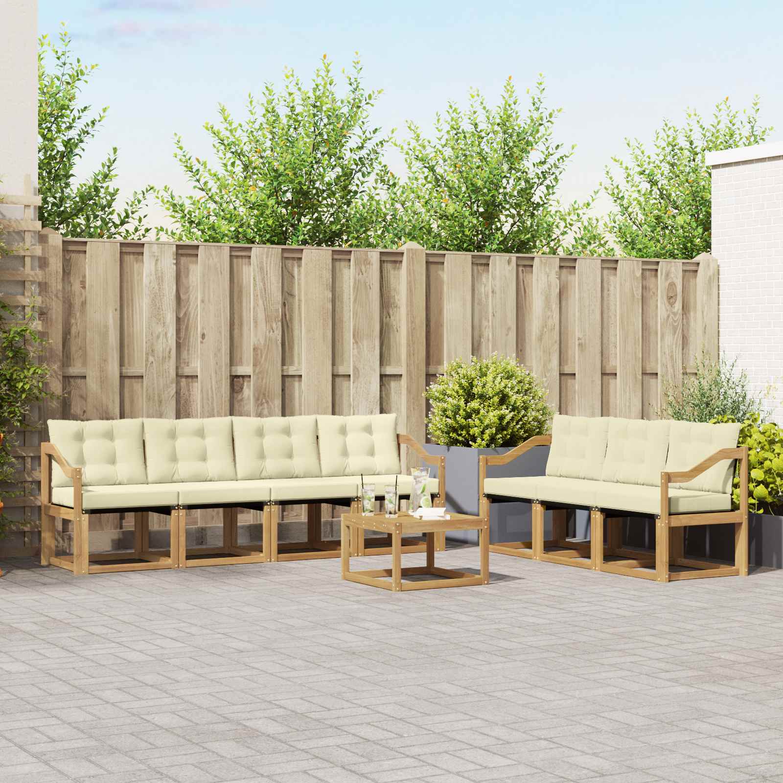 Outdoor-Sofagarnitur 8 stk. Weiß und Creme