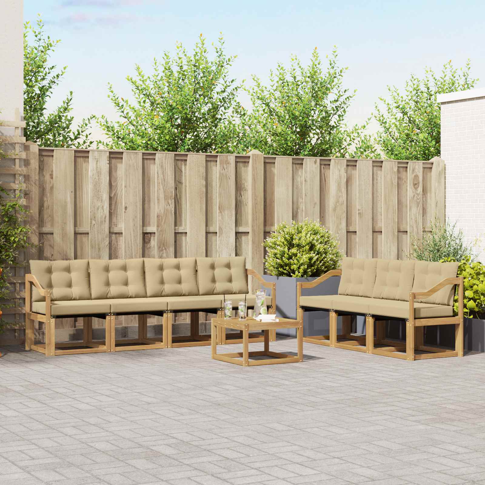 Outdoor-Sofagarnitur 8 stk. Weiß und Beige