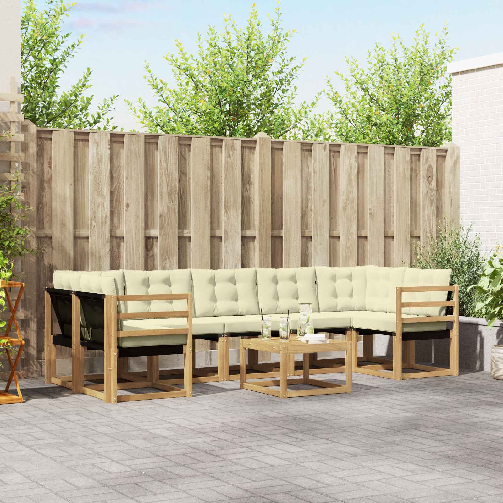 Outdoor-Sofagarnitur 8 stk. Weiß und Creme