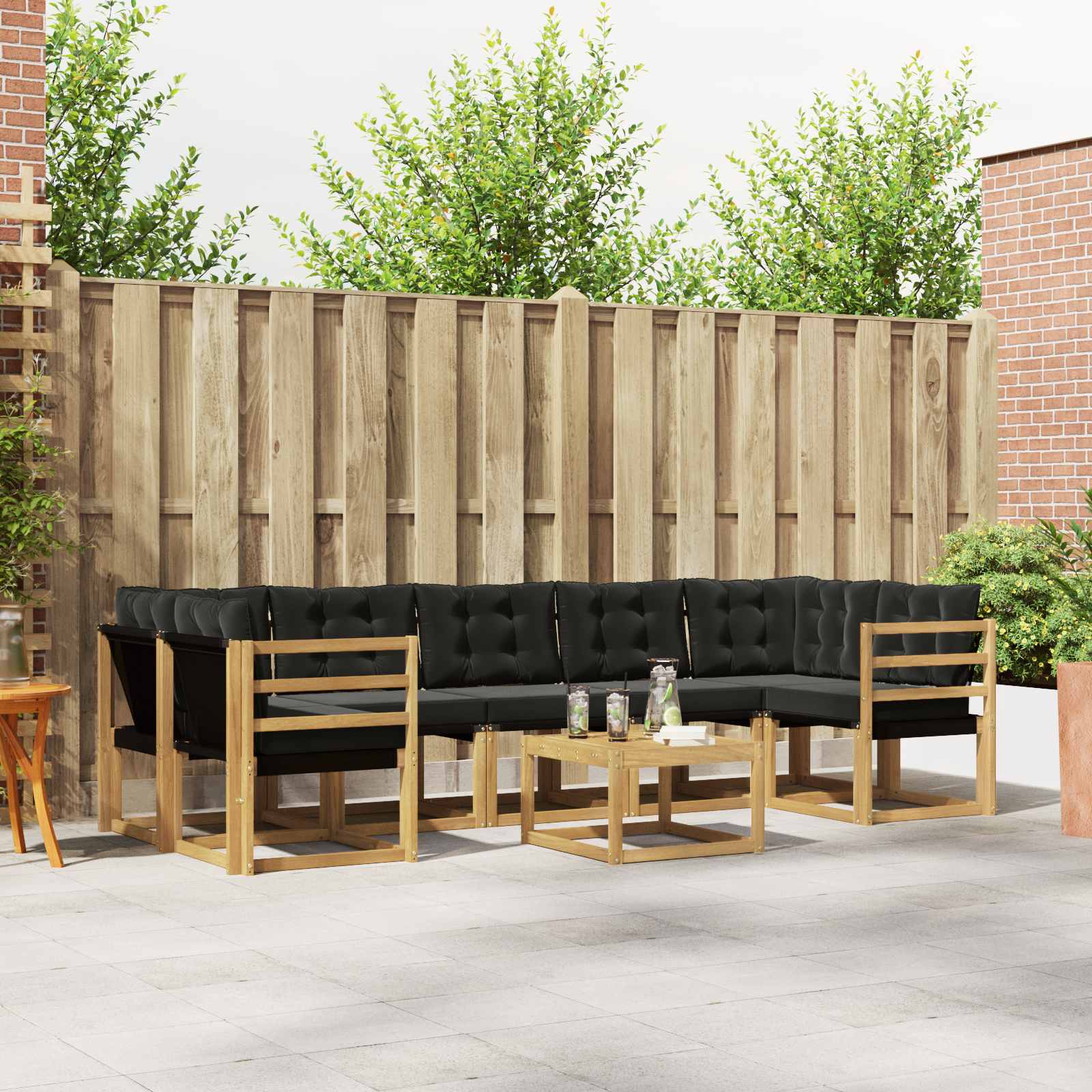 Outdoor-Sofagarnitur 8 stk. Weiß und Schwarz
